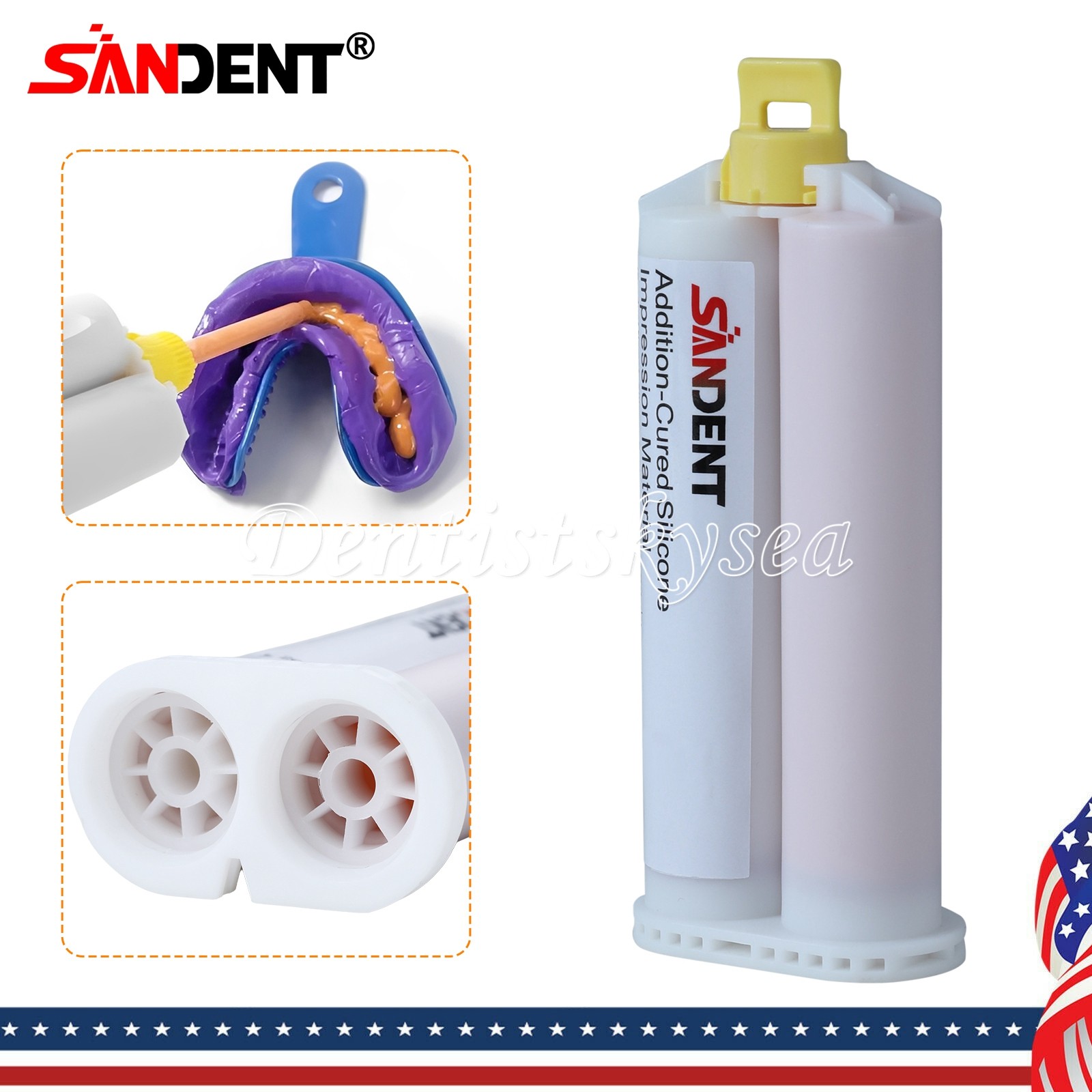 Dental Silicone Impression Material Fast 50ml Cartridge Light Body Mixers Tips