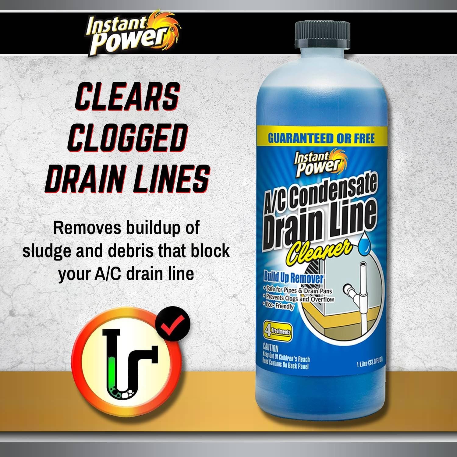 Instant Power A/C Condensate Drain Line Cleaner – AC & HVAC 1 liter, blue