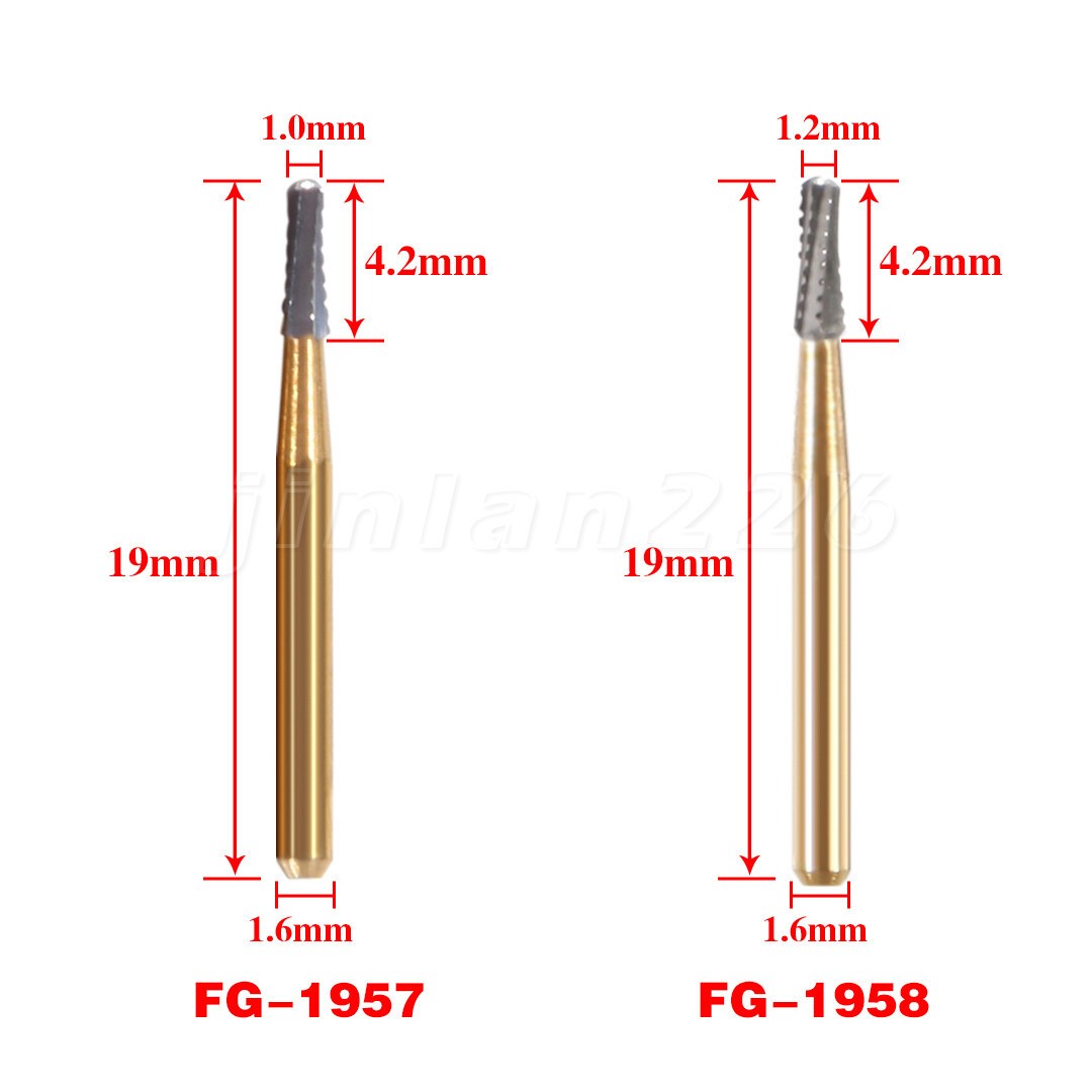 Dental Carbide Burs FG1957/1958 High Speed Tungsten Steel Crown Metal Cutt Bur