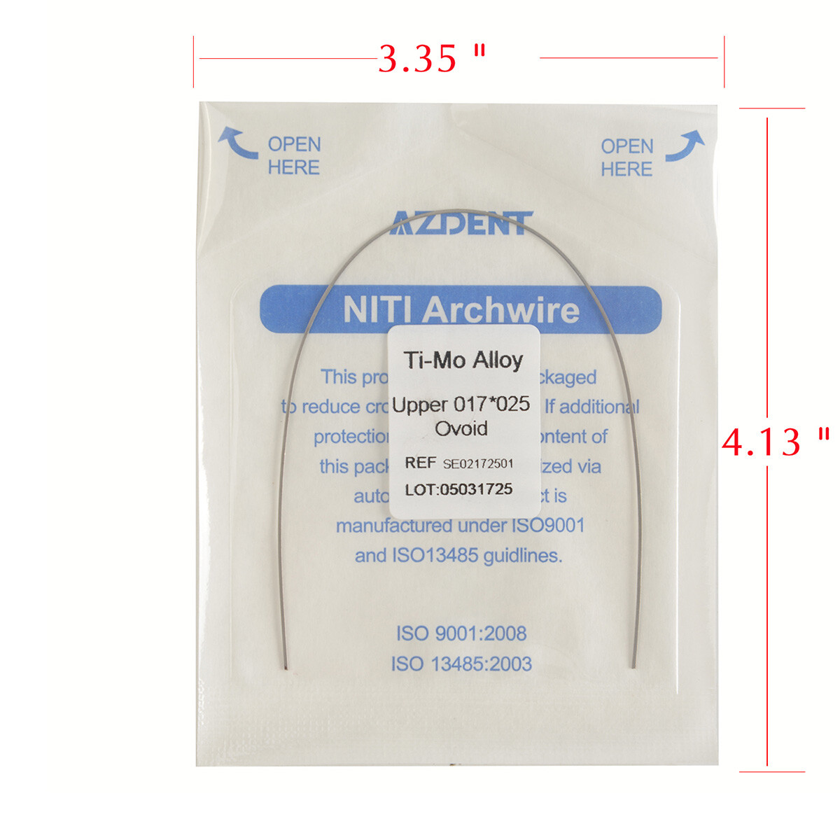 Dental Ortho TMA Titanium Molybdenum Alloy Arch Wires 19*25/17*25 Upper/Lower