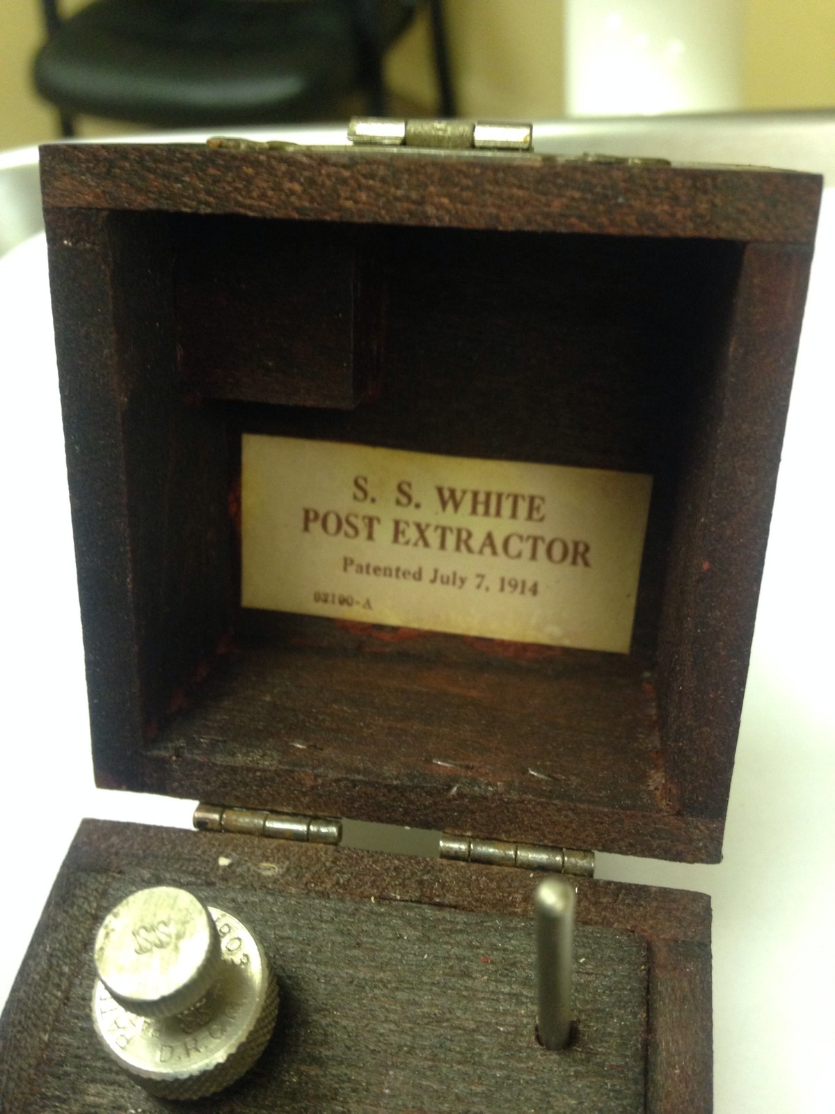 Antique S.S. White Dental Post Kit Dovetailed Box
