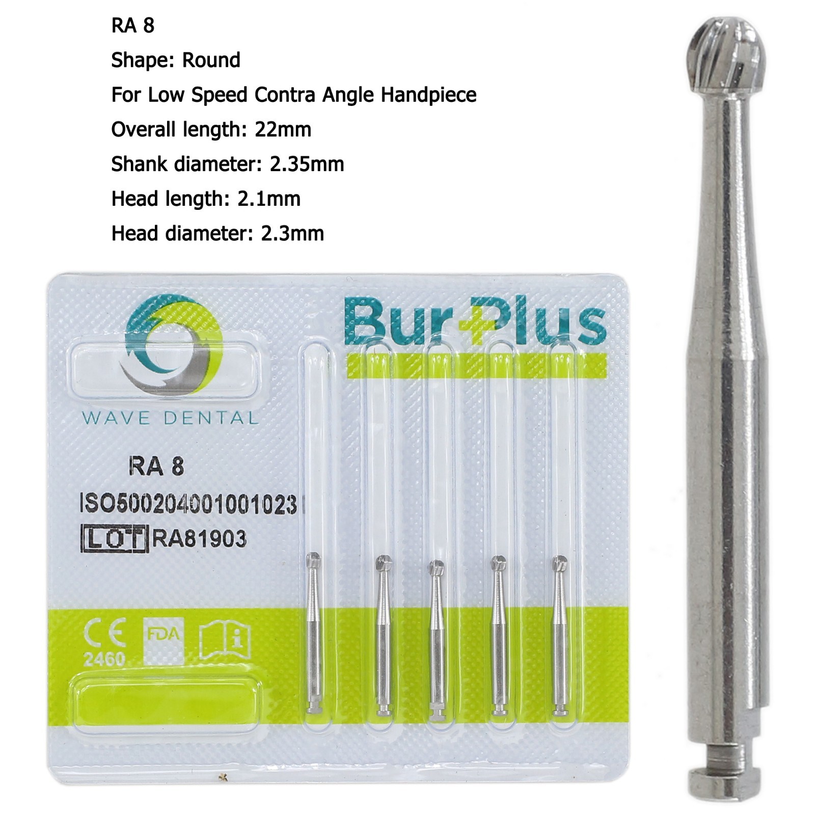 Wave Dental Carbide Round Latch Burs Surgical Burs RA Slow Speed Long 26mm 22mm