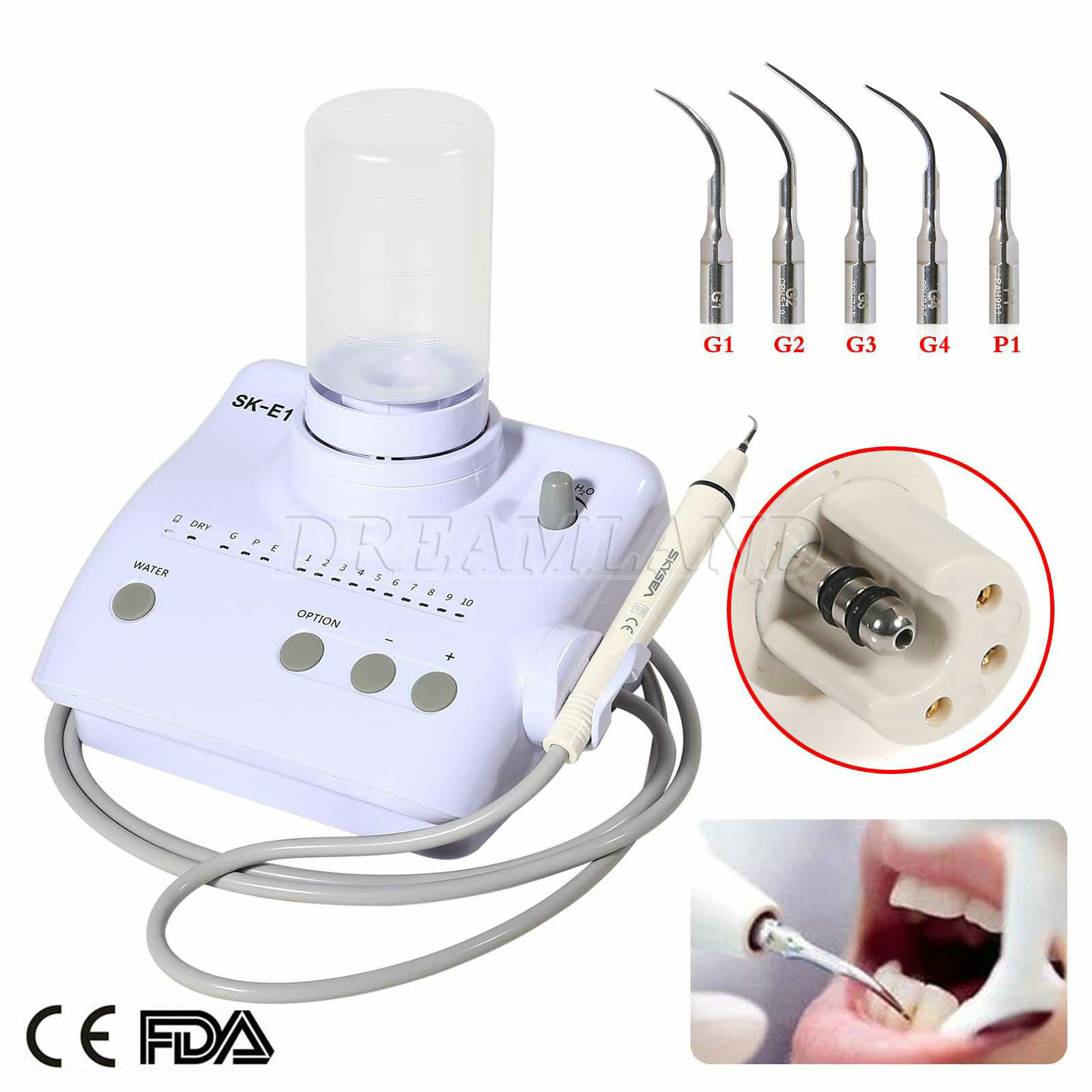 Dental Ultrasonic Piezo Scaler +2 Bottles fit Cavitron EMS / 4*Handpiece dcn