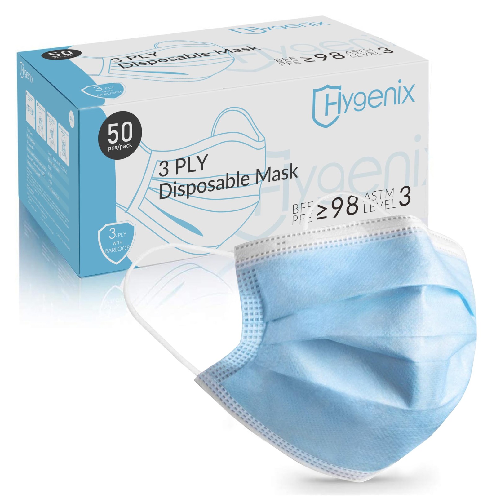 FDA Cleared ASTM Level 3 Procedure Masks, Made in USA, ≥98% Filtration, Fluid…