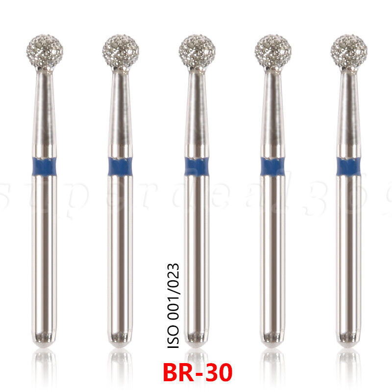 50Pcs Dental Diamond Ball Round Burs FG 1.6mm for High Speed Handpiece BR-30 SA