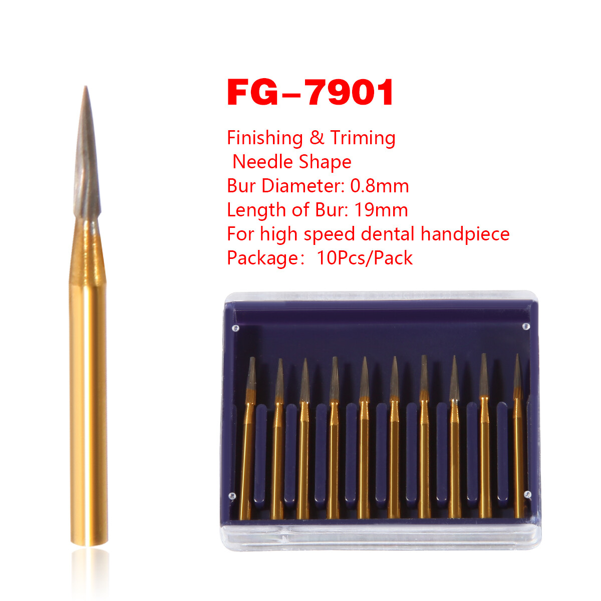 Dental Trimming & Finishing Gold Burs Carbide Bur FG 7901/7902 for High Speed
