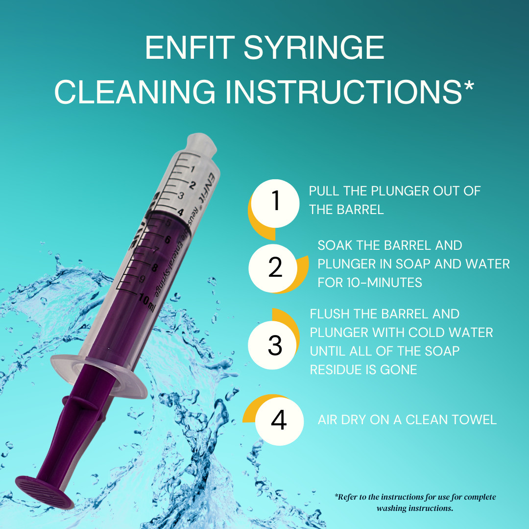 ENFit syringe, 5mL, O-Ring, Reusable Easy Glide Plunger, Pack of 25