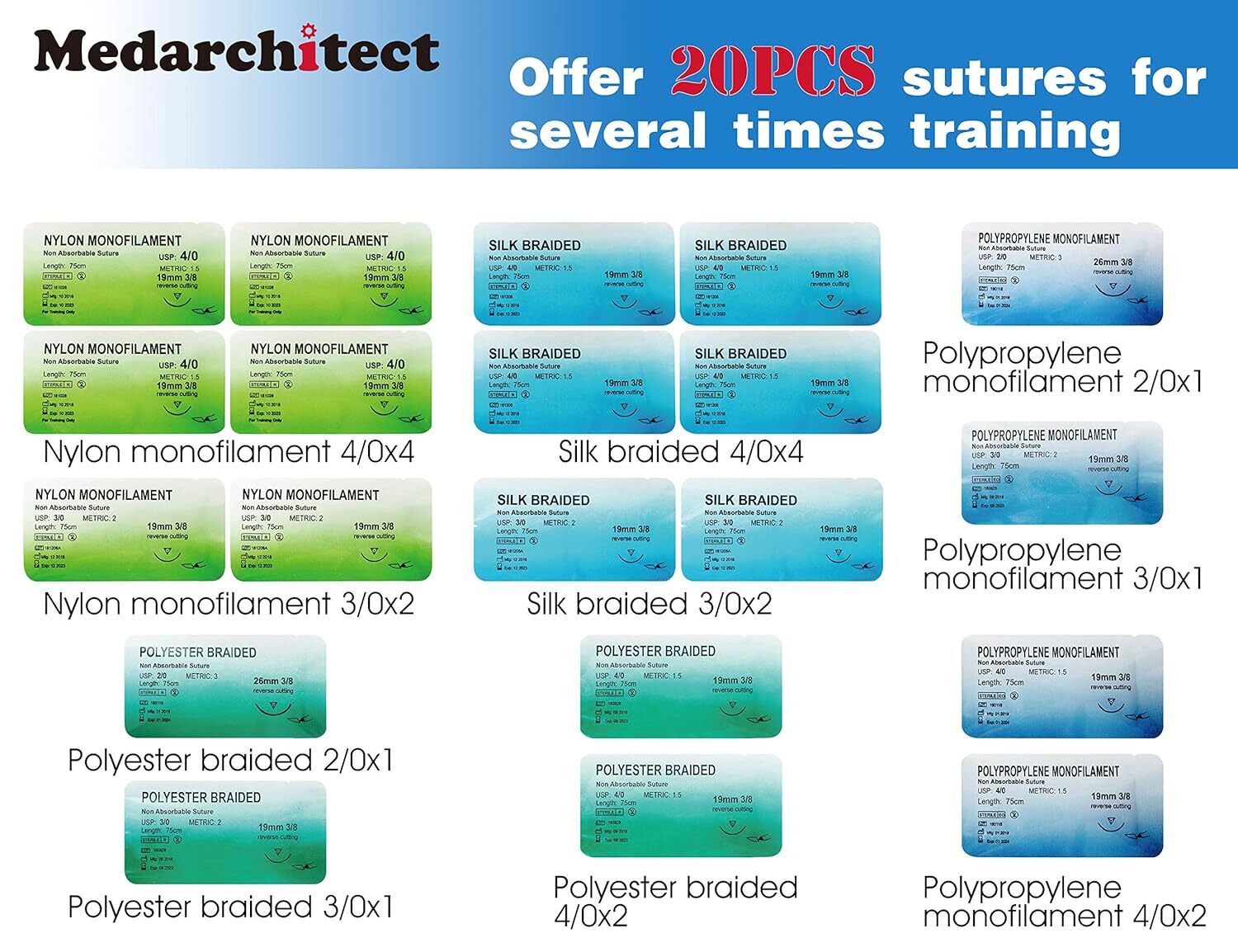 kit de sutura quirurgicas y dental para practicar profesional dentista y doctor
