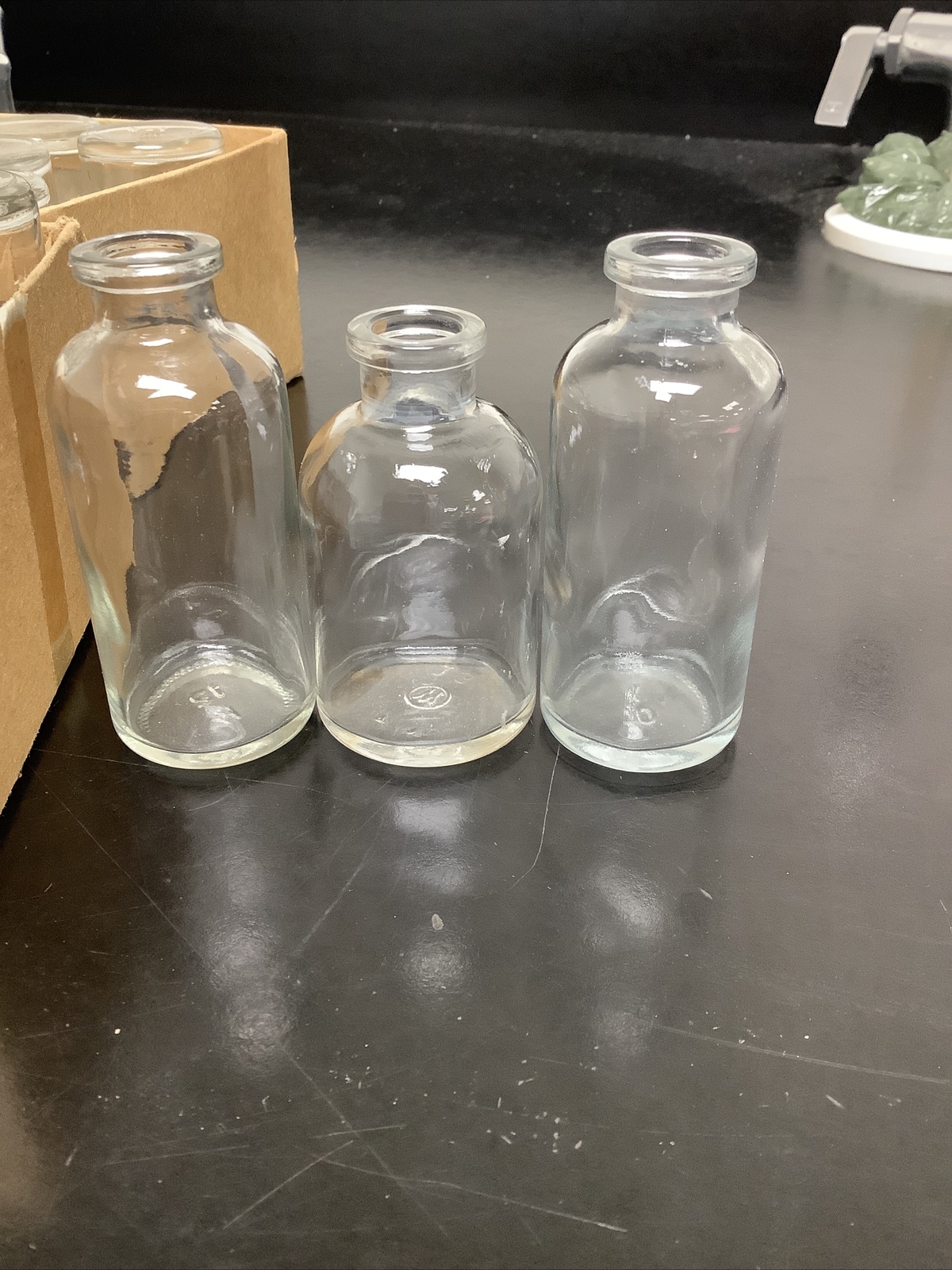 Lot Of 27 Various Sized Lab Glass Bottles Unbranded