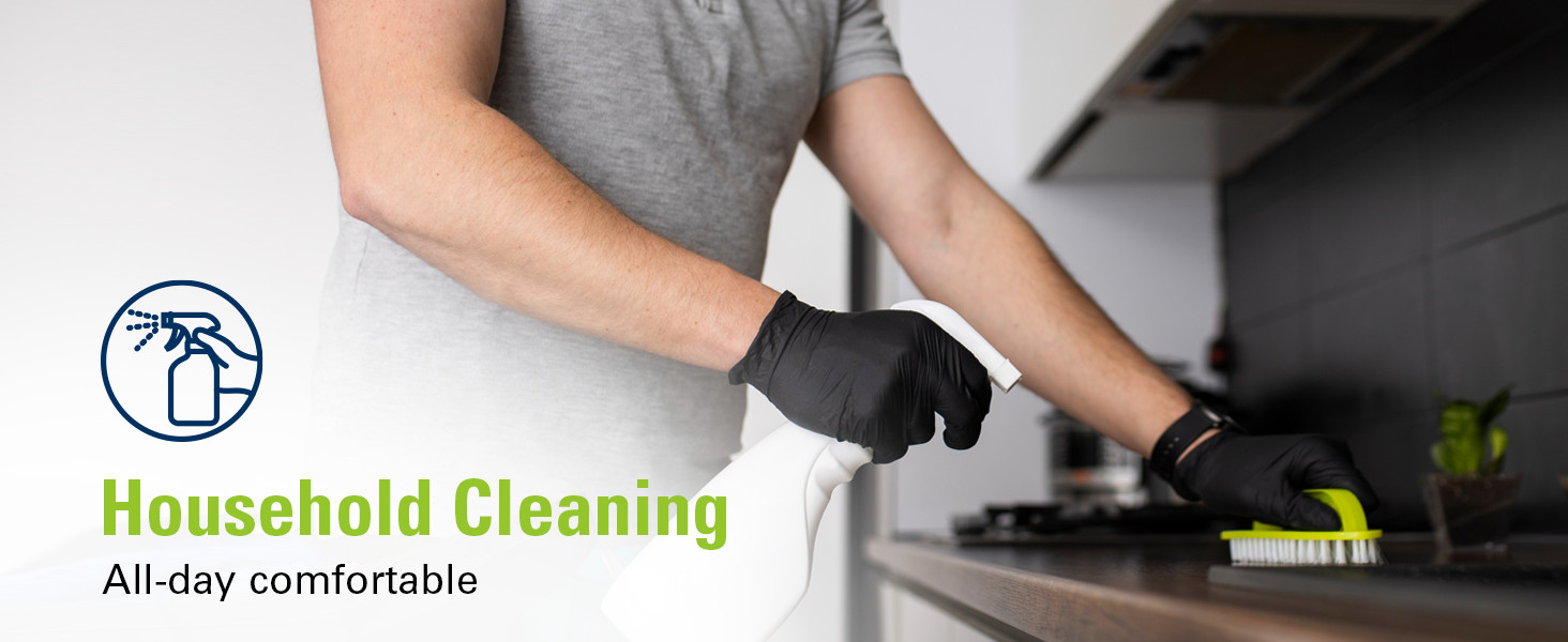 Black Nitrile Gloves, Food Safe Disposable Gloves Latex Free, Rubber Gloves