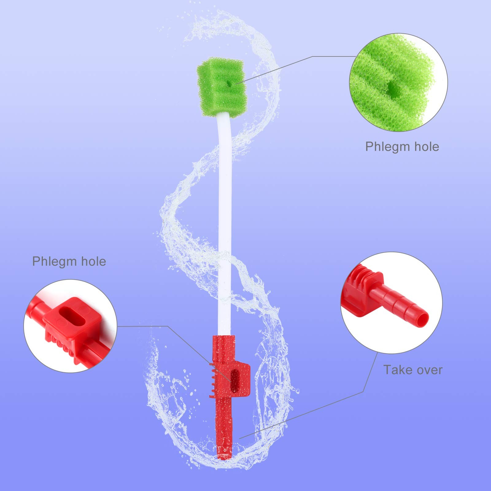 ZIZNBA Disposable Suction Tube Oral Swabs for 20 Count (Pack of 1), Green