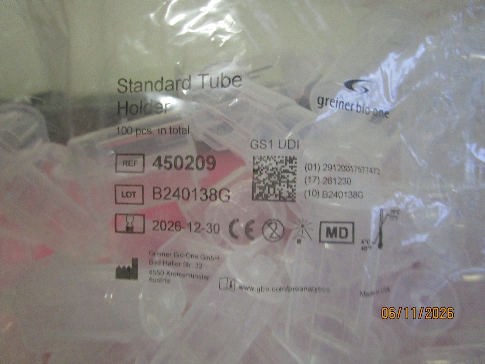 Qty (800) Greiner Bio-One 450209 Standard Tube Holder – Expires 12/31/2026