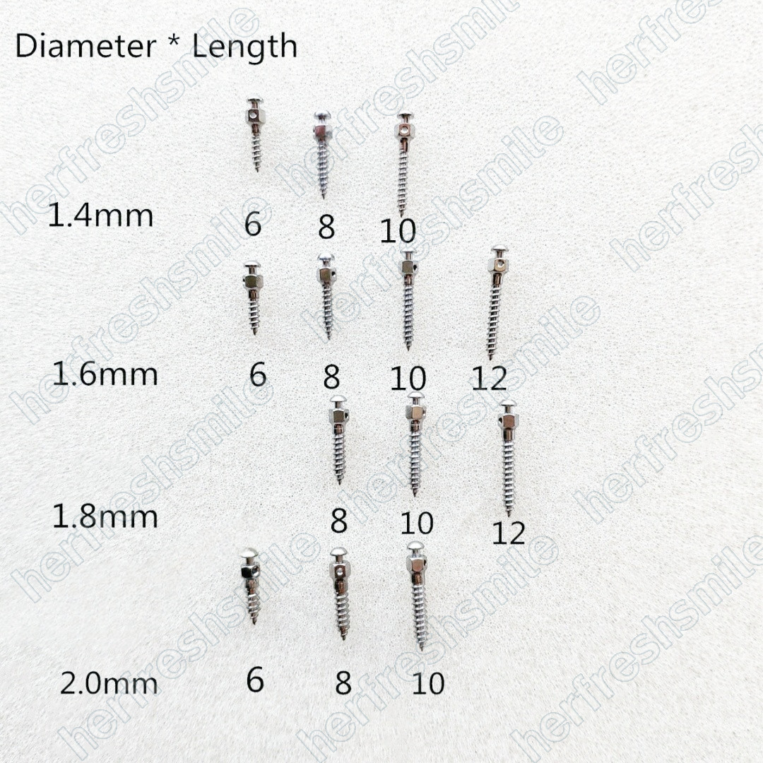 10Pcs Dental Mini Implant Micro Screws Titanium TC4 Screw TAS Anchorage 14 Sizes