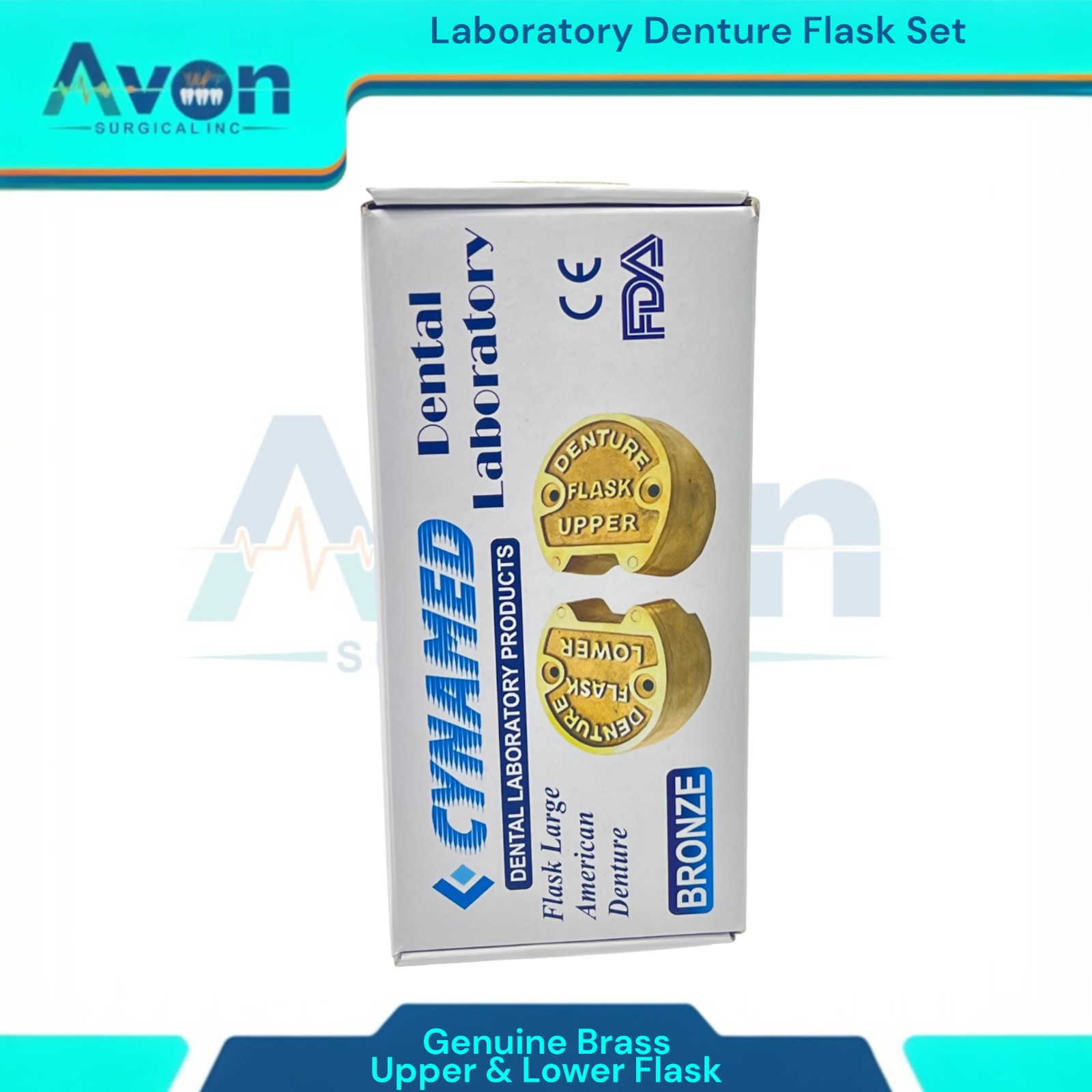 2 Piece Set – Dental Lab Denture Flasks | Upper Flask and Lower Flask | Brass