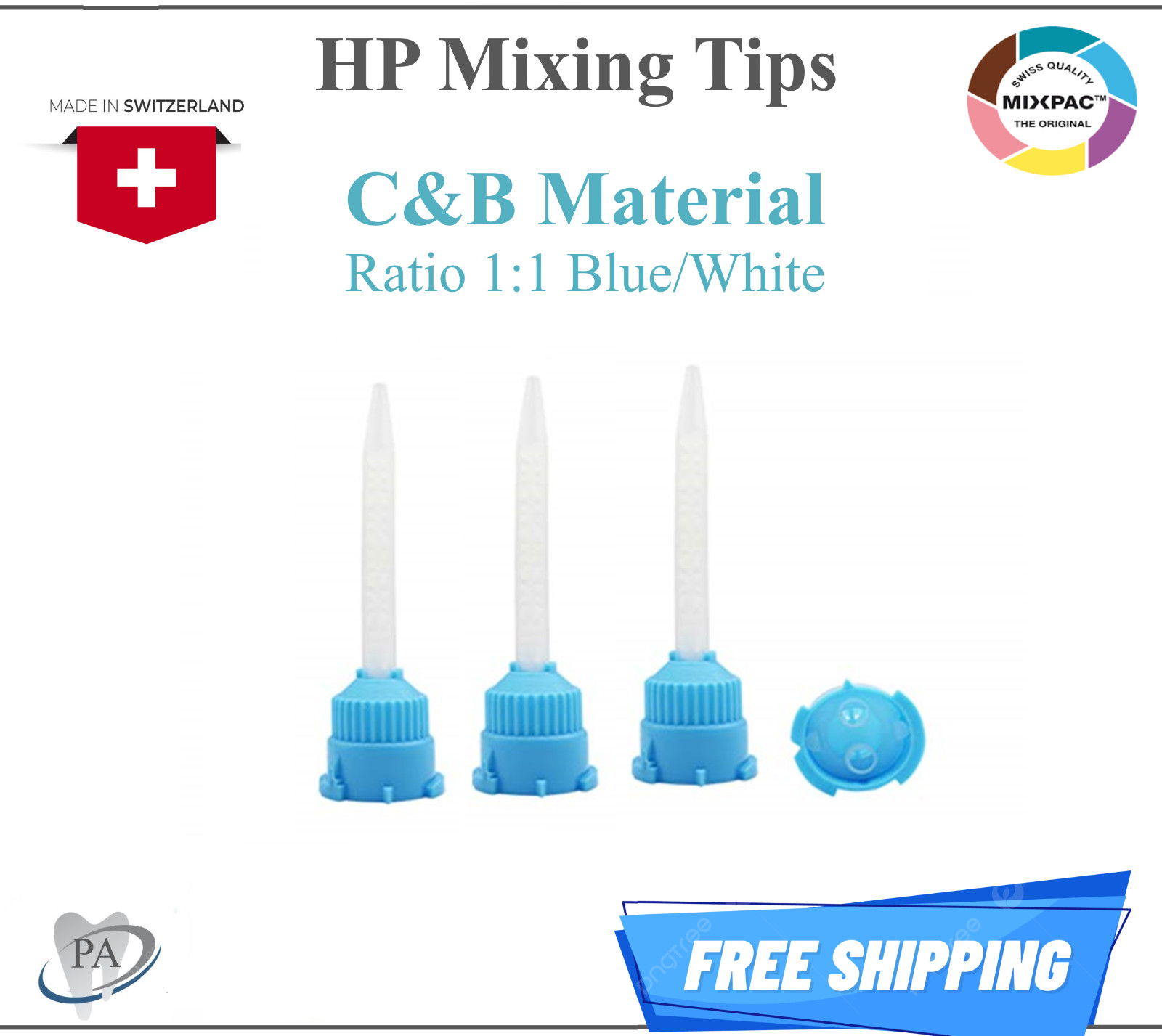 Dental Crown & Bridge HP Mixing Tips 4:1 10:1 Fine Blue/Orange, MIXPAC HP Tips
