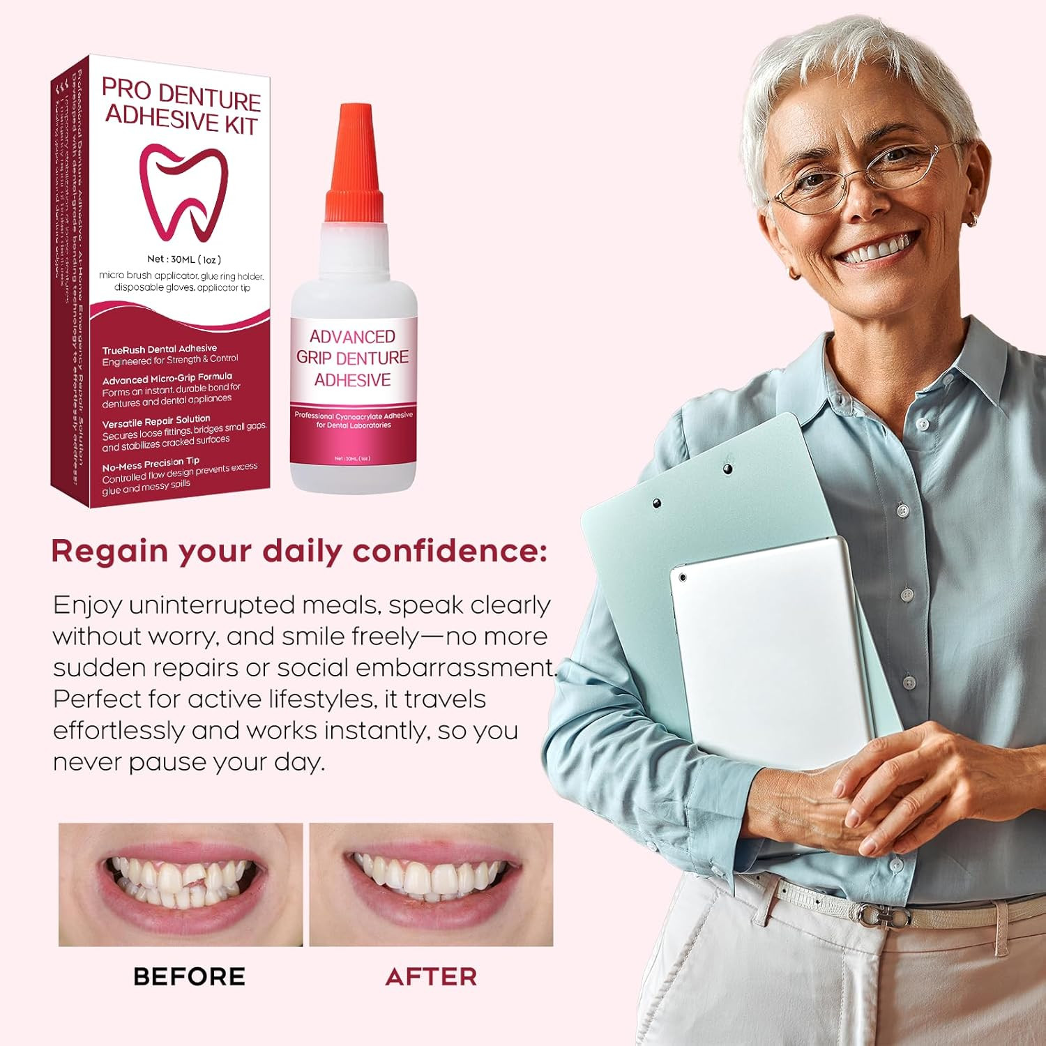 Dental Lab Instant Bonding Dental Glue for Dentures & Lab Tools – Fast-Setting i