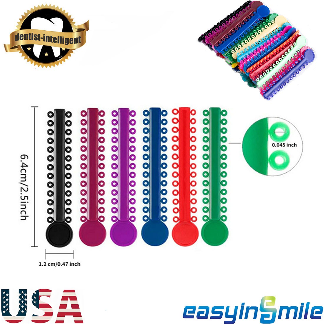1040Pcs Dental Orthodontic Ligature Ties Elastic Rubber Bands For Brackets Brace