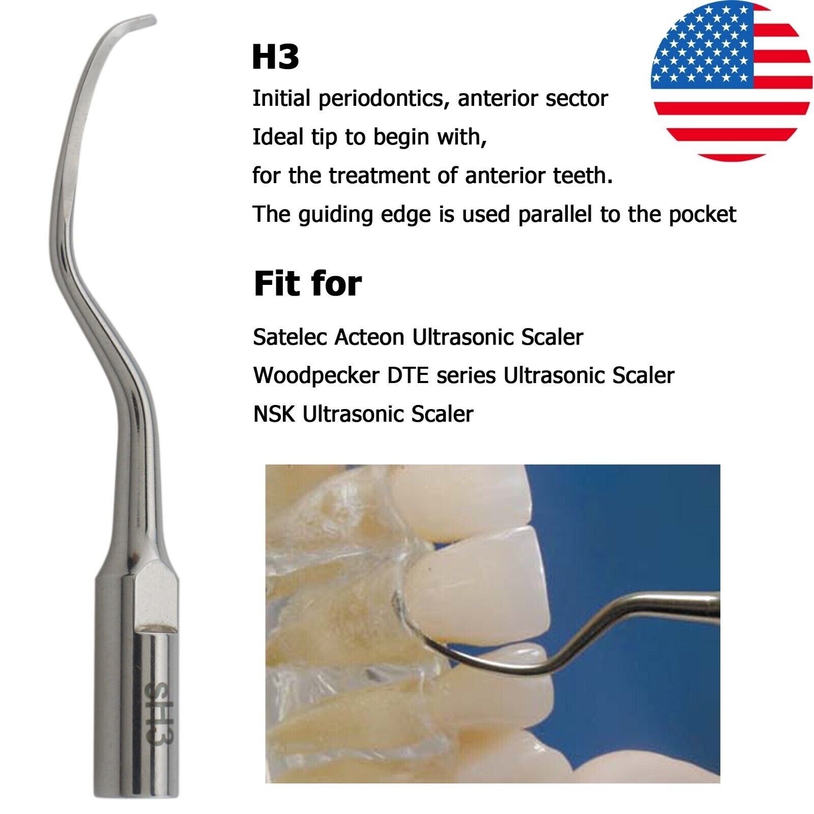 Satelec Acteon Scaler P5 Newtron Perio Tip H3 Fit Dental Ultrasonic Scaler Tips