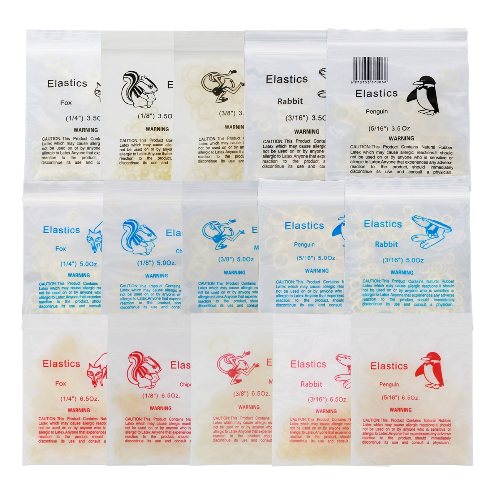 US Dental Ortho Elastics Latex Braces Orthodontic Rubbers Bands 3.5,5.0,6.5 OZ