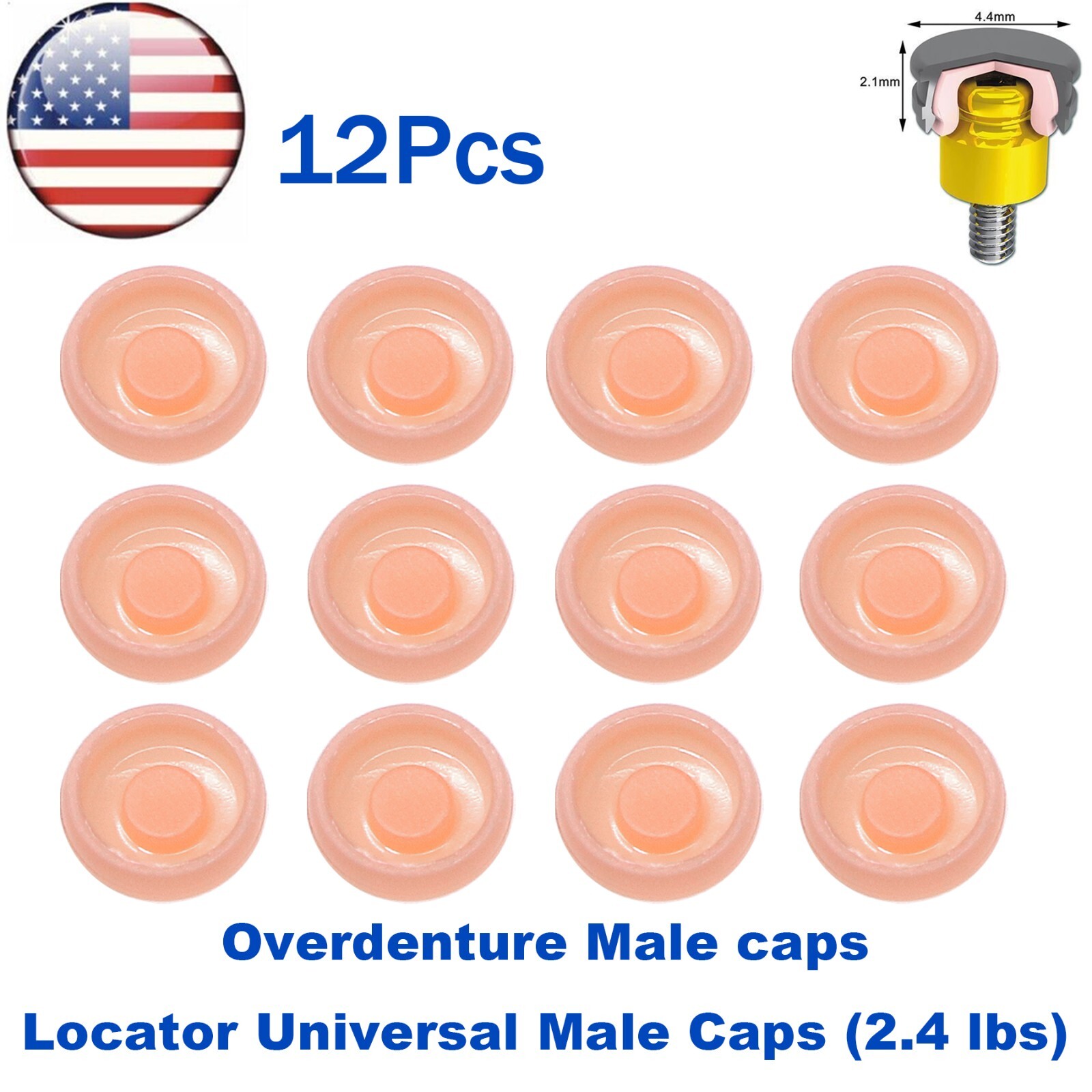 US Dental Overdenture 2.4lbs Retentive Caps Pink Use For LocatOr System lmplants