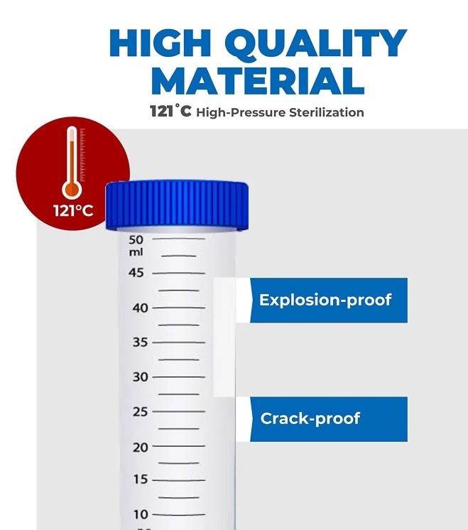 5 pcs 50ml Centrifuge Tubes w/ Screw Cap Conical Plastic Test Tubes Lab Tube