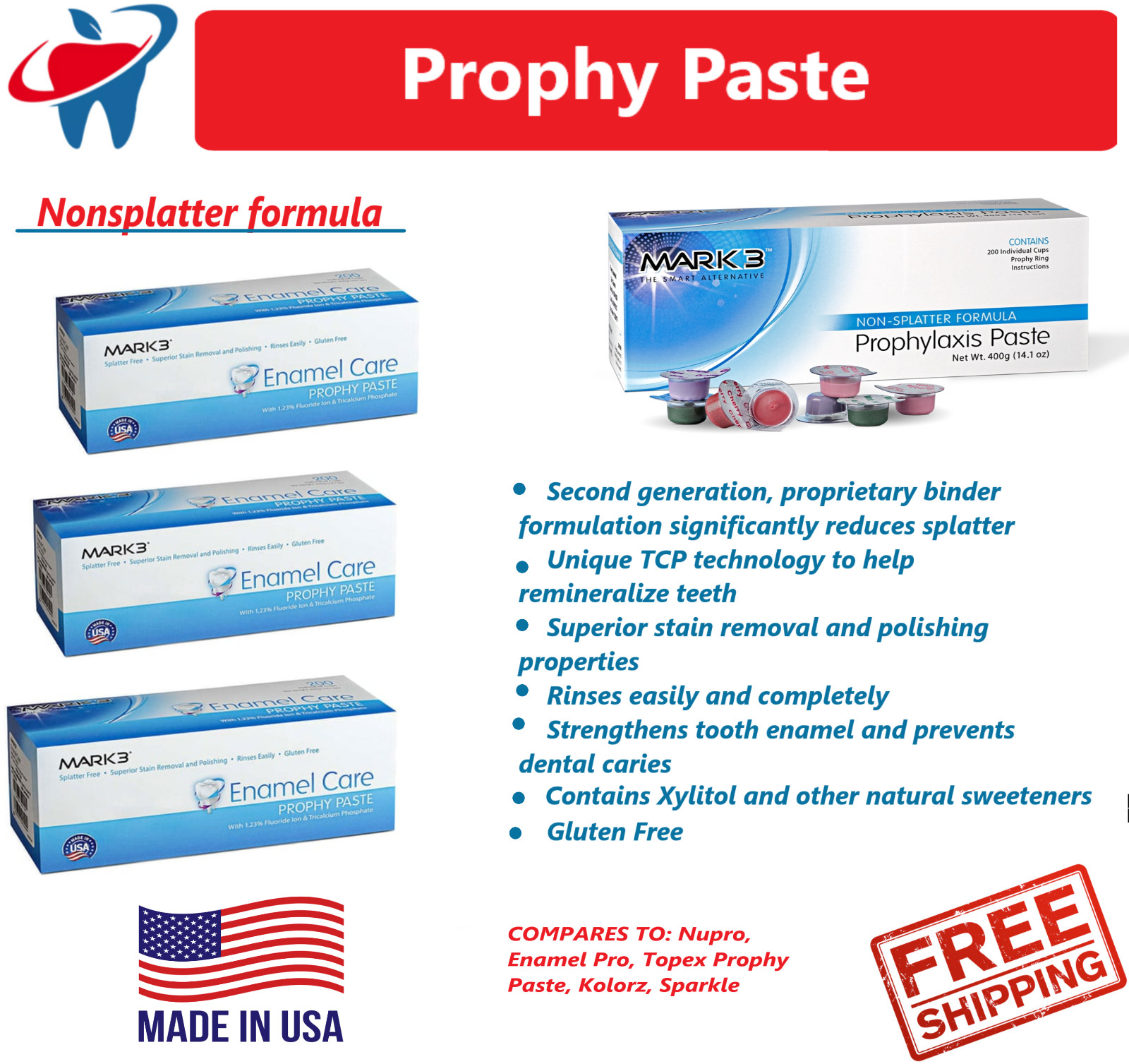 Prophy Paste Dental Prophylaxis Coarse Medium Fine Extra X-Coars up to 2000 cups