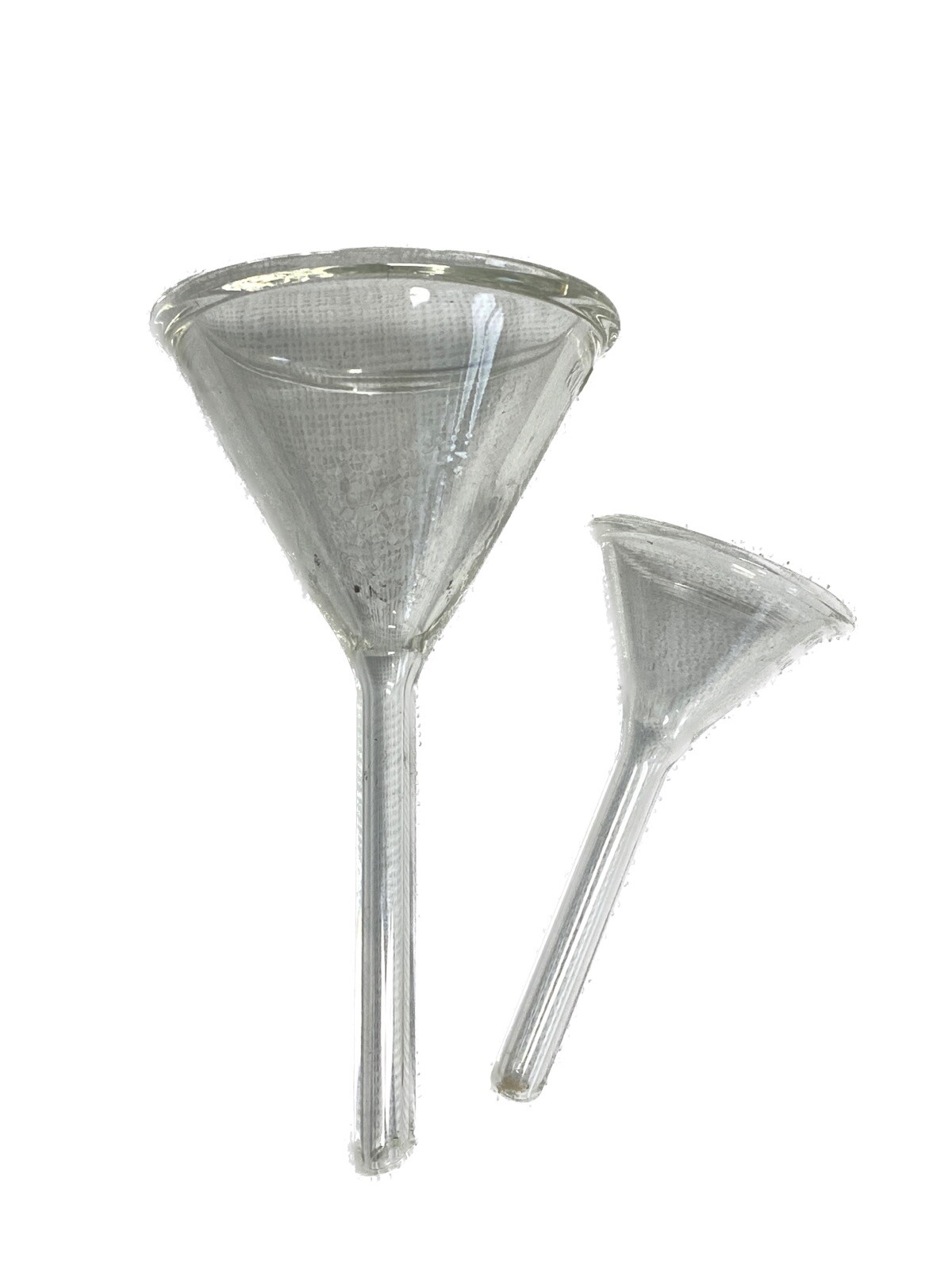 (Lot of 2) KIMAX KIMBLE Glass Short Stem Filling Funnels 40mm 24mm ID