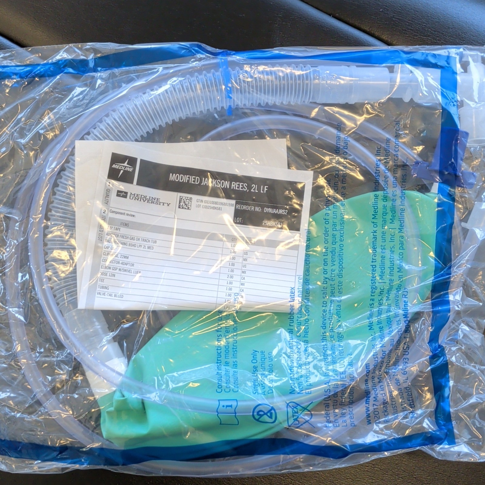 Medline Modified Jackson Rees 2L LF Anesthesia Breathing Circuit DYNJAAJRS2