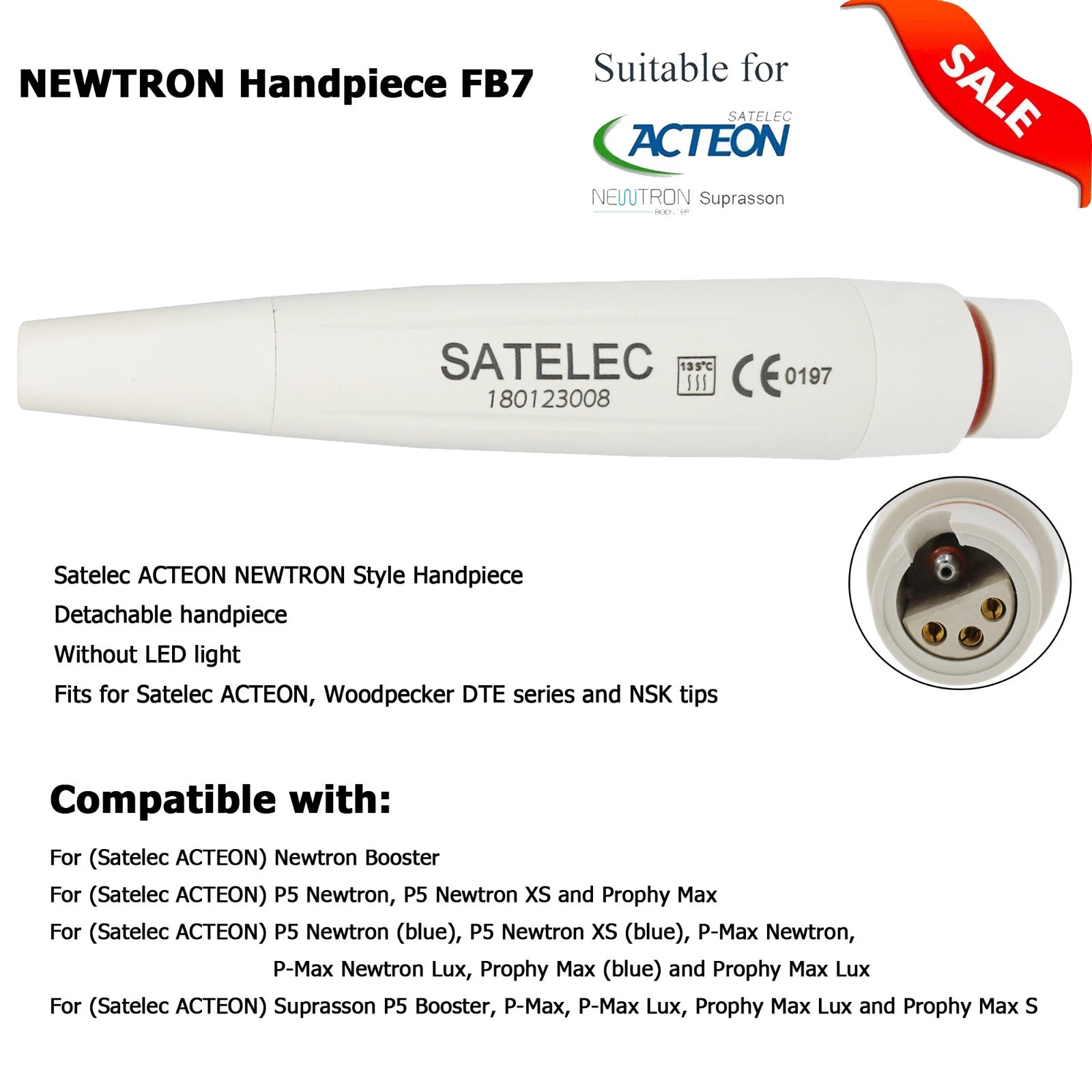 Dental Satelec ACTEON Suprasson P5 Piezo Handpiece Ultrasonic Scaler Tips H3 1S