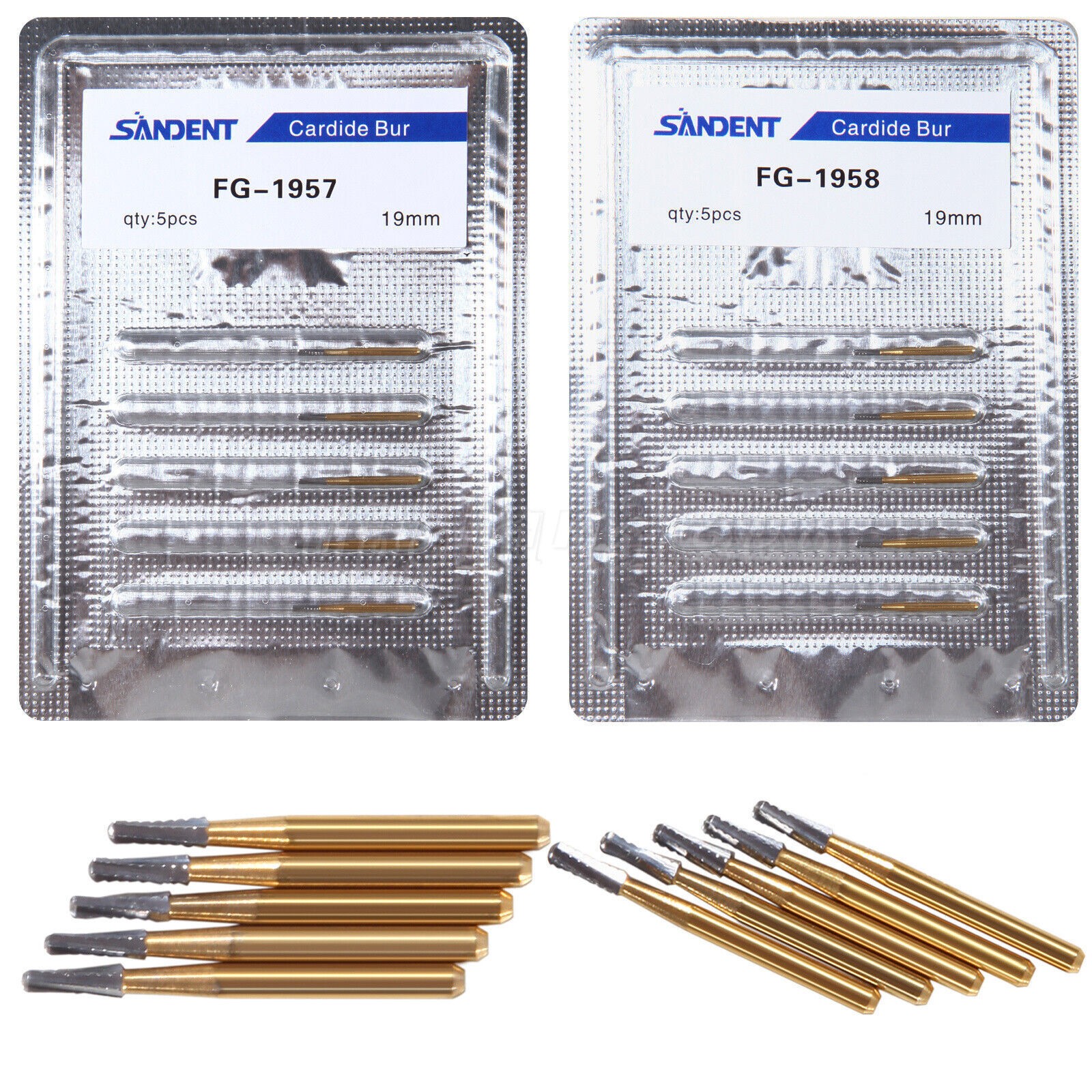 Dental Carbide Burs FG1957/1958 High Speed Tungsten Steel Crown Metal Cutt Bur