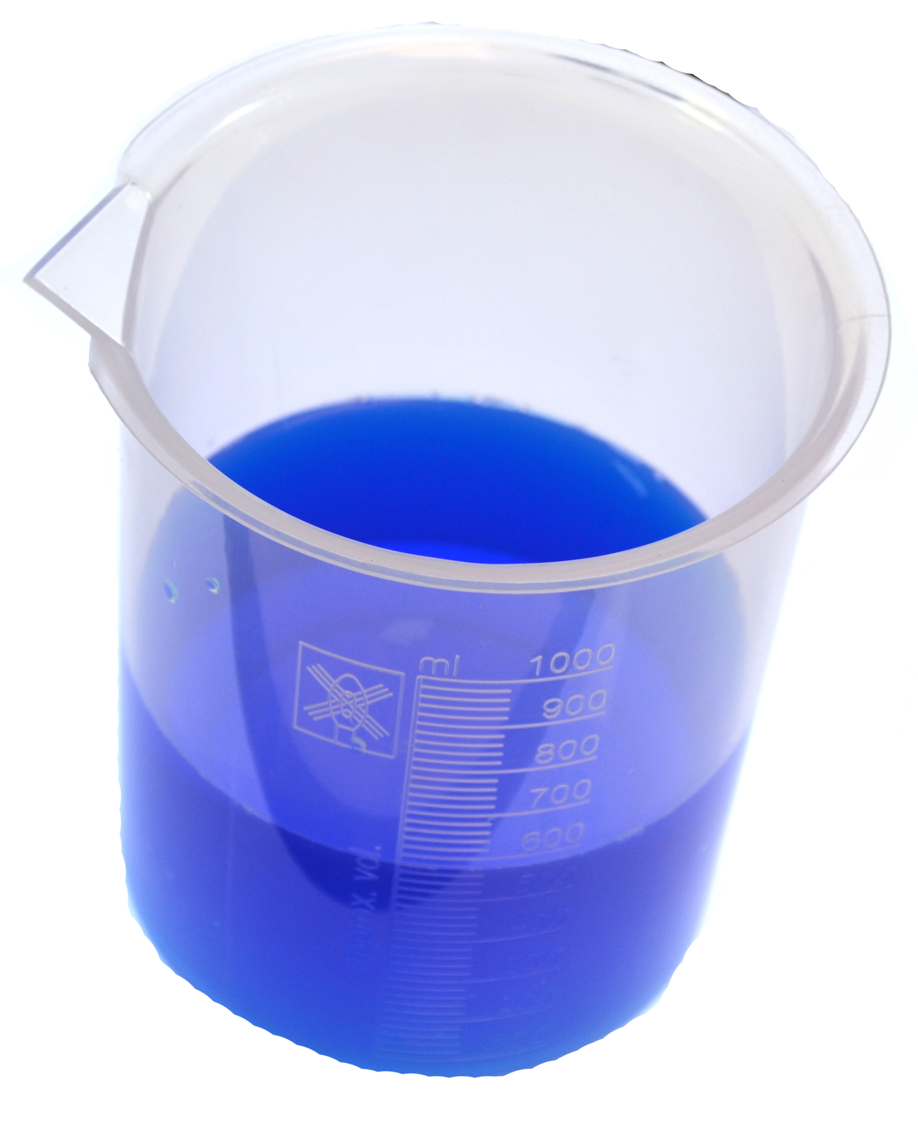 Eisco Labs 1000ml Polypropylene Plastic Beakers, Raised Graduations – 12 Pack
