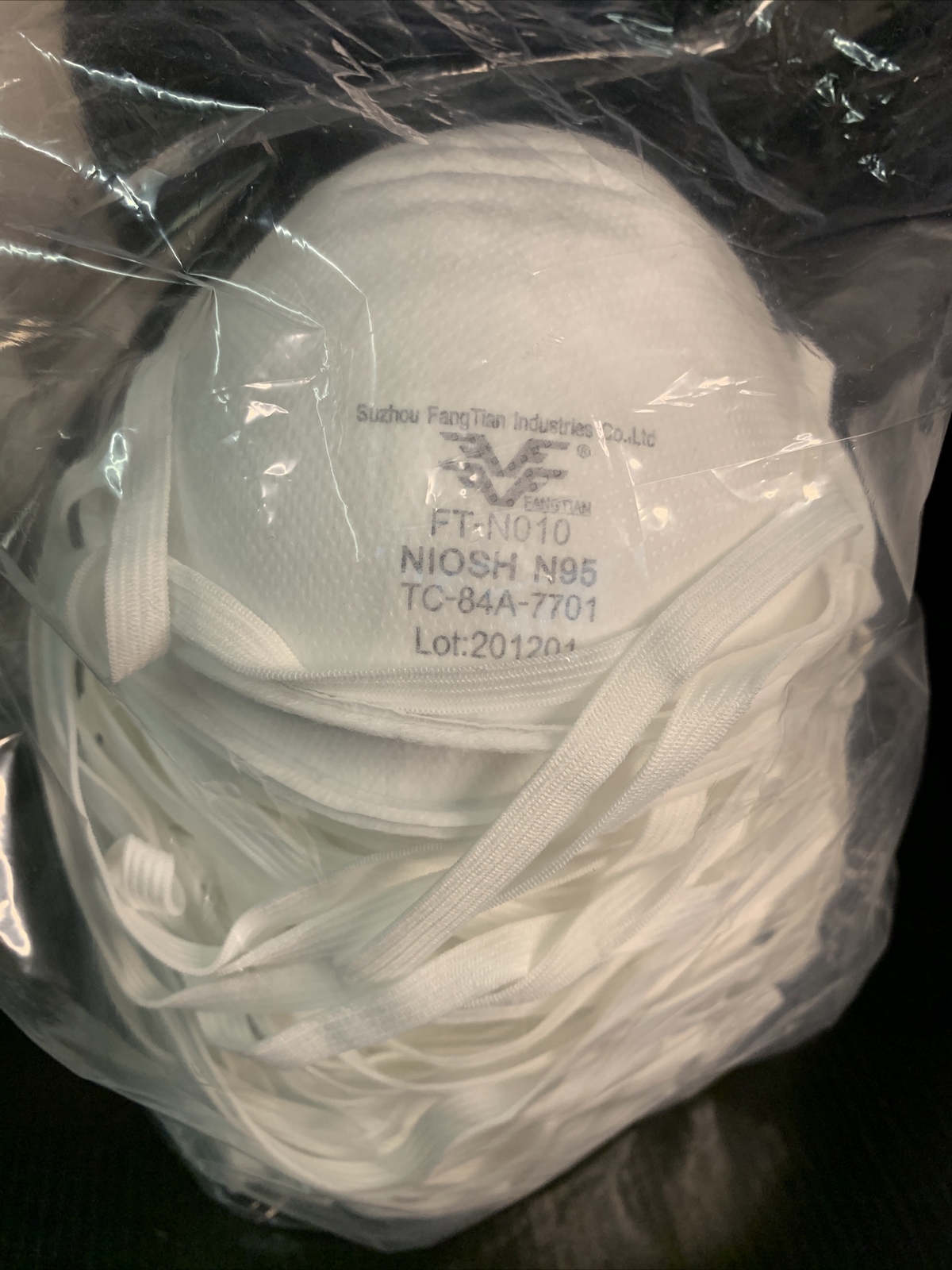 N95 NIOSH Particulate Respirator 20pcs White FLTR Model FT-N010 *See Description
