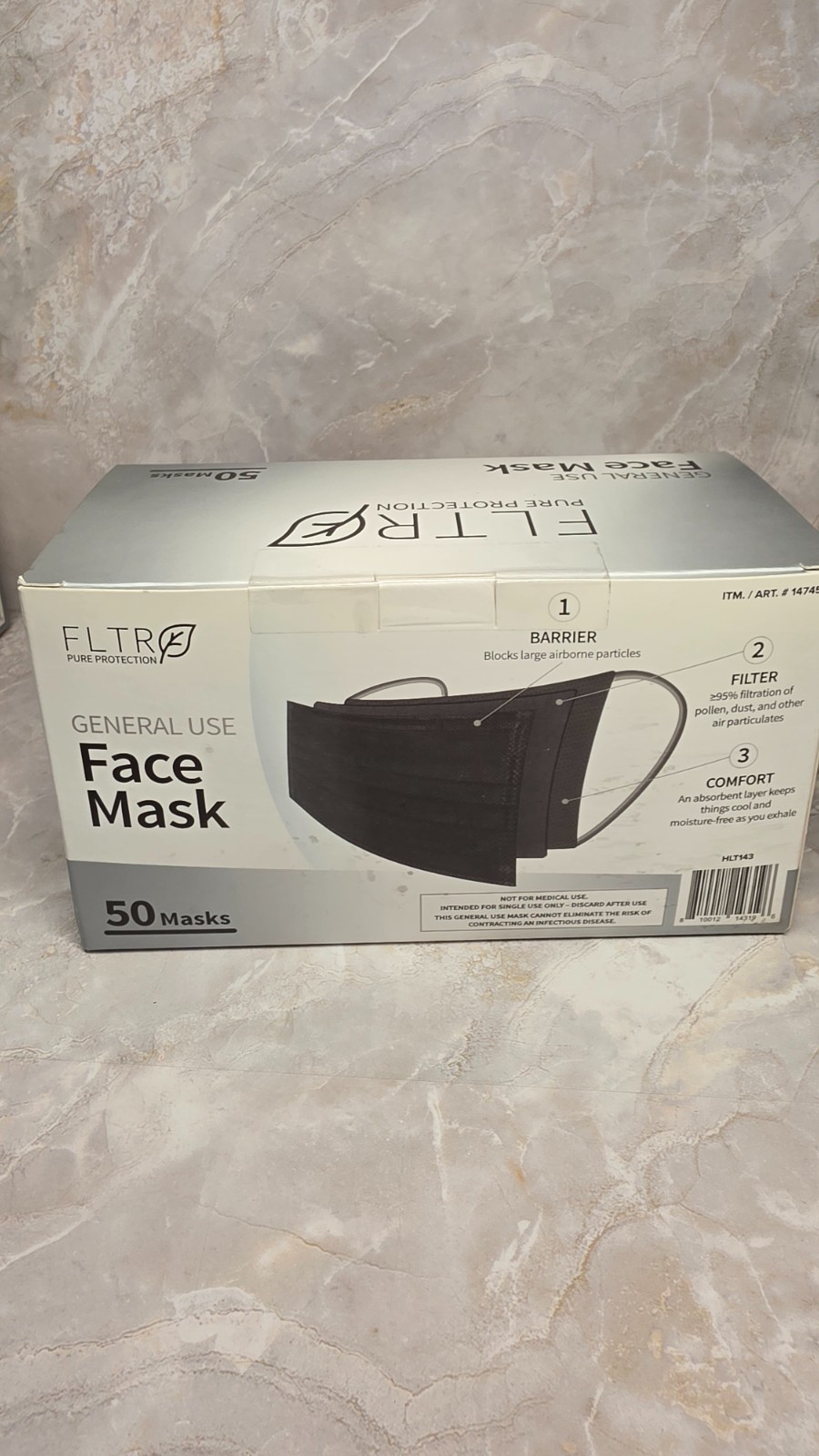 FLTR General Use Black Face Masks 50 Pack Sealed
