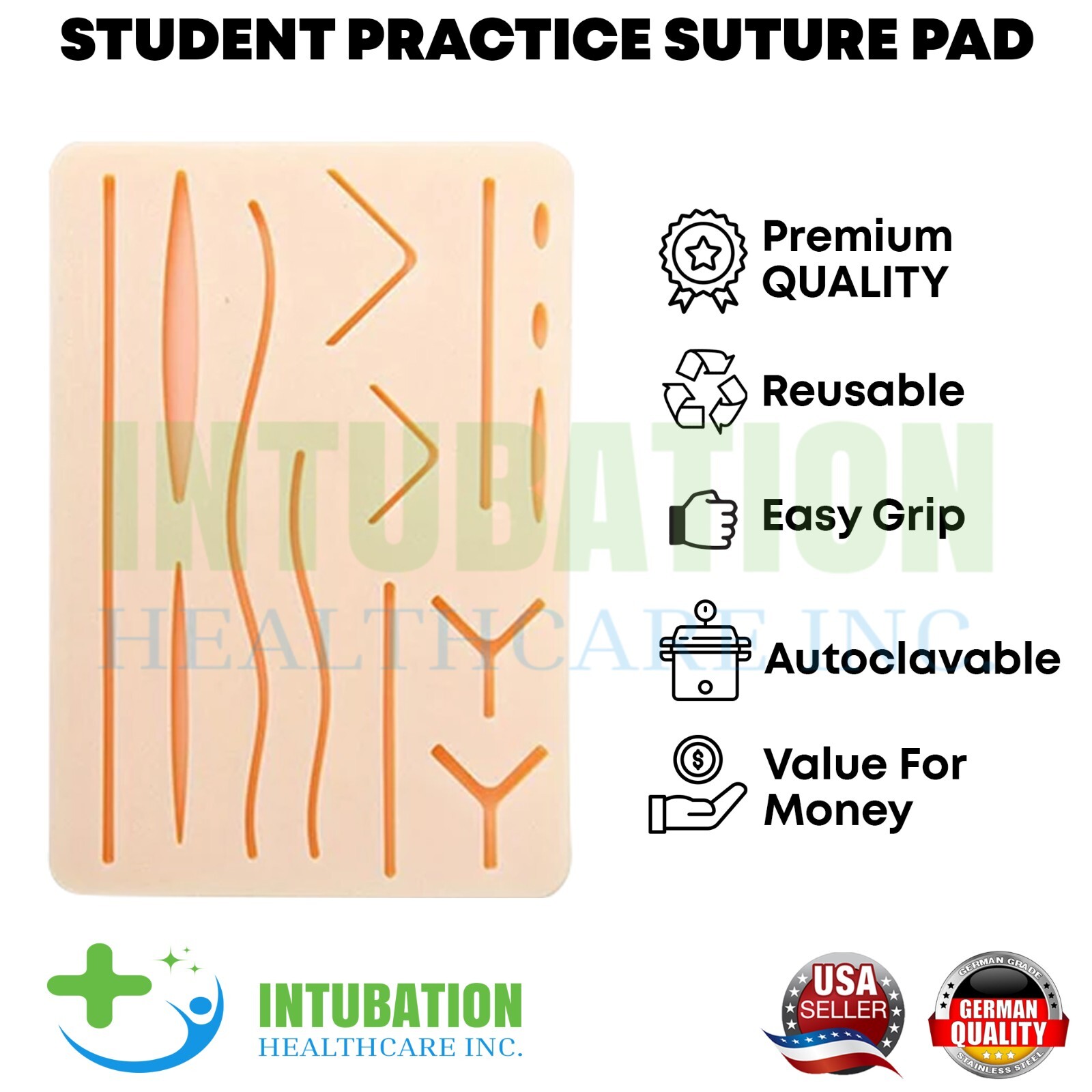 Suture Practice Pad 3 Layer Silicone Skin Kit Pre Cut Wounds Student Suture Pad