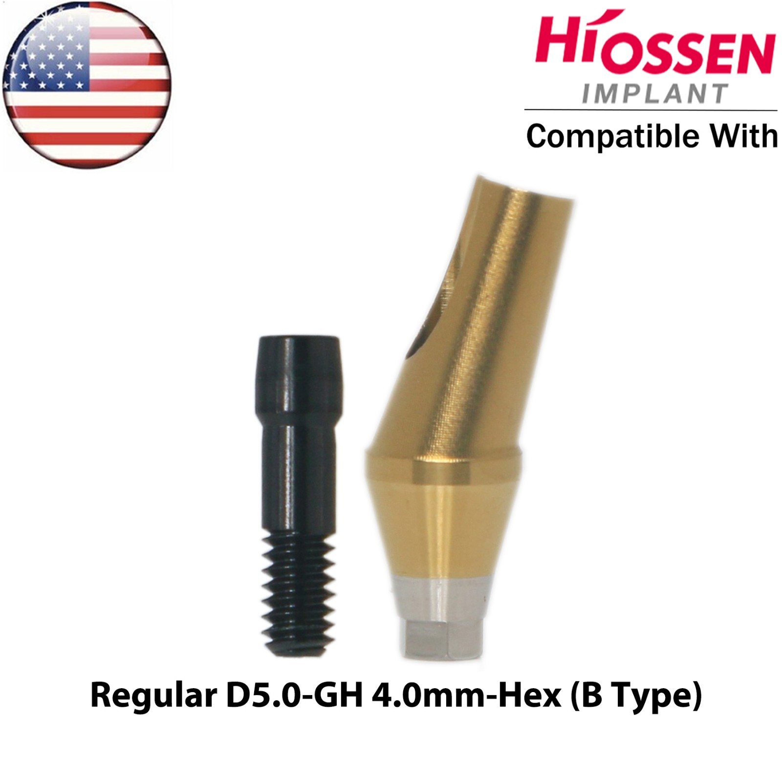 US Dental 17° Angled Anatomic Abutment Mini Regular Ø4.5/5.0mm Fit Hiossen Oss