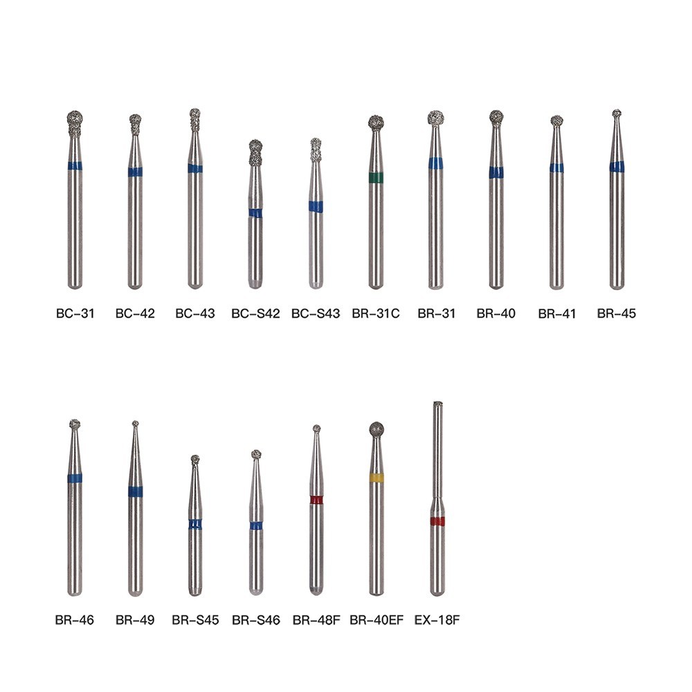 100 Types Dental FG Diamond Burs For High Speed Handpiece Friction Grip 50pcs
