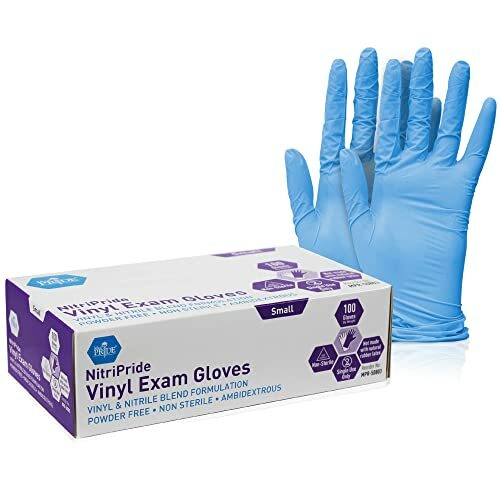 Vinyl-Nitrile Blend Exam Gloves Powder Free,Latex Free & Rubber Free,Pack of 100