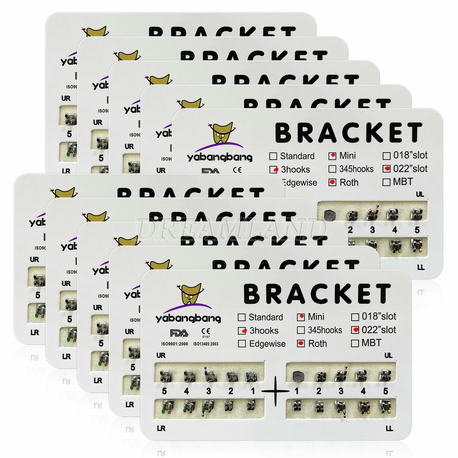 10 X Dental Orthodontic Brackets Mini Roth 0.022 Slot 3hooks No.3