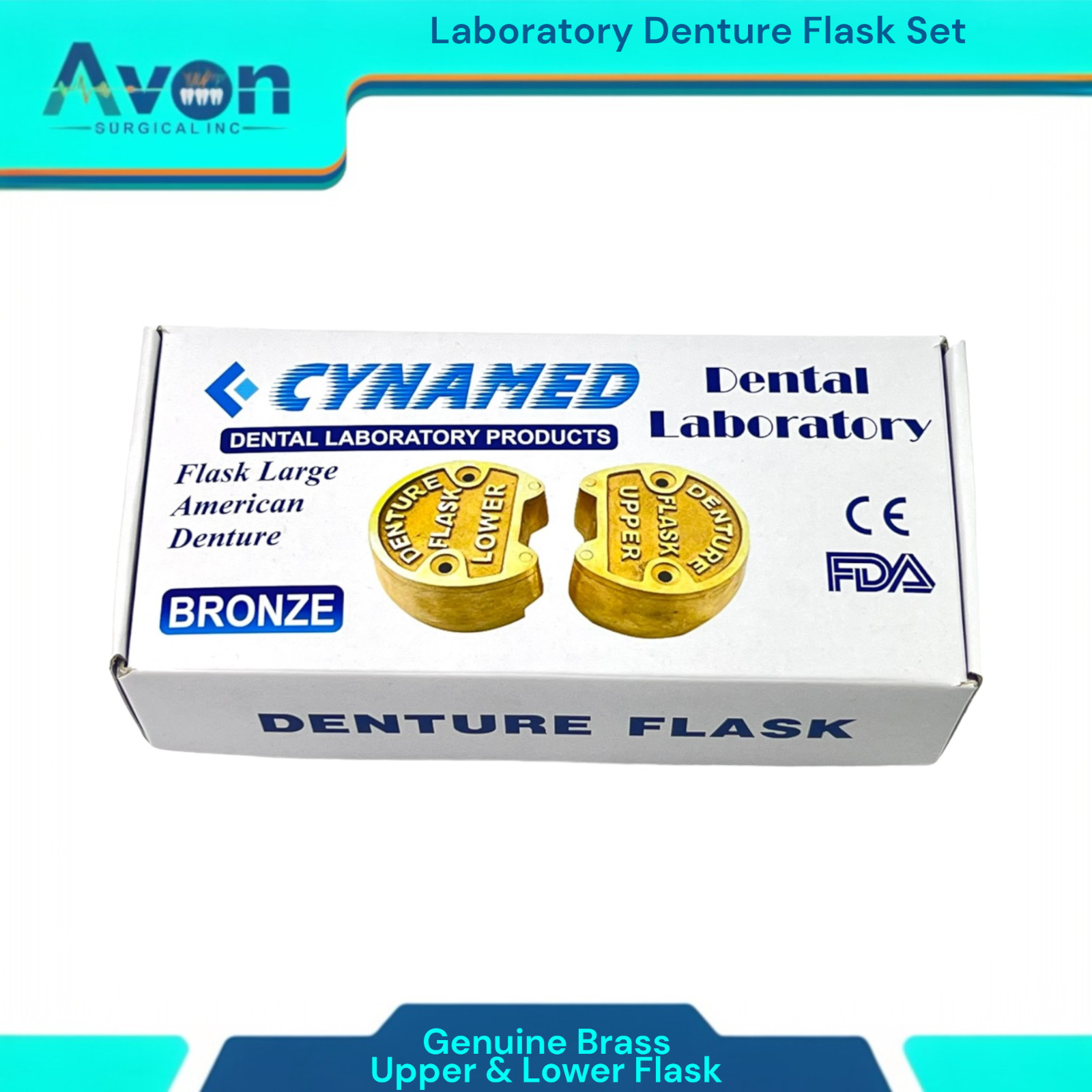 2 Piece Set – Dental Lab Denture Flasks | Upper Flask and Lower Flask | Brass