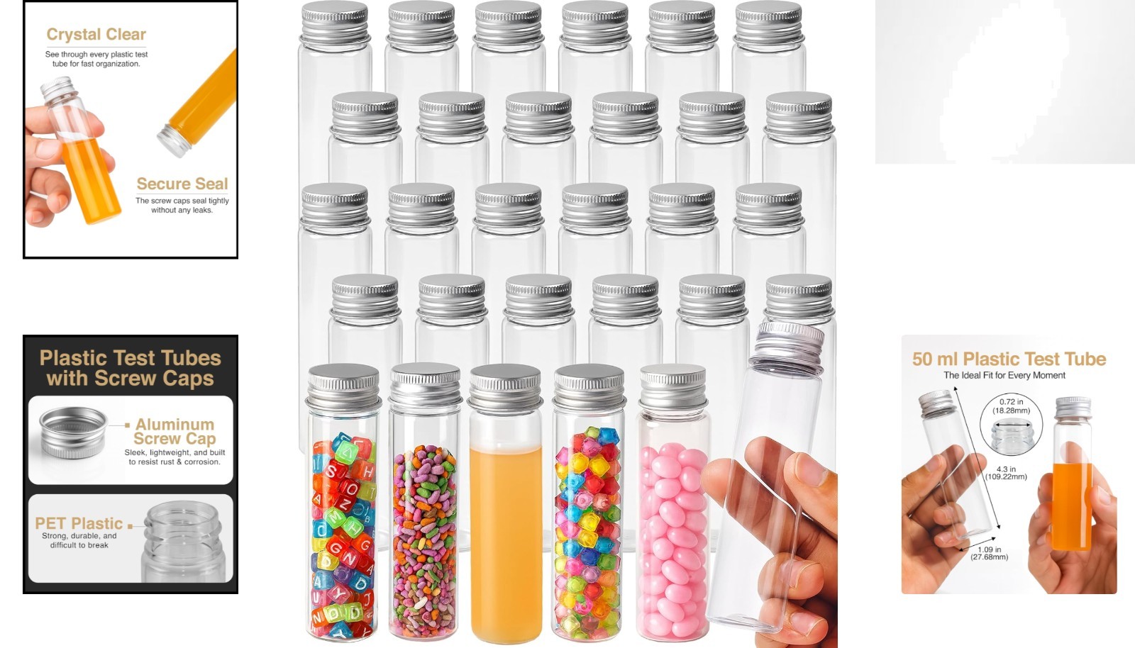 50 ml Plastic Tubes with Caps – 30 PCS for Organizing Liquids & Crafts