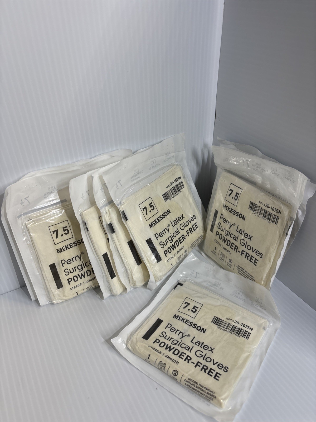 10 Packs/mckesson Size 7.5 perry latex Surgical gloves powder free 20-1075N