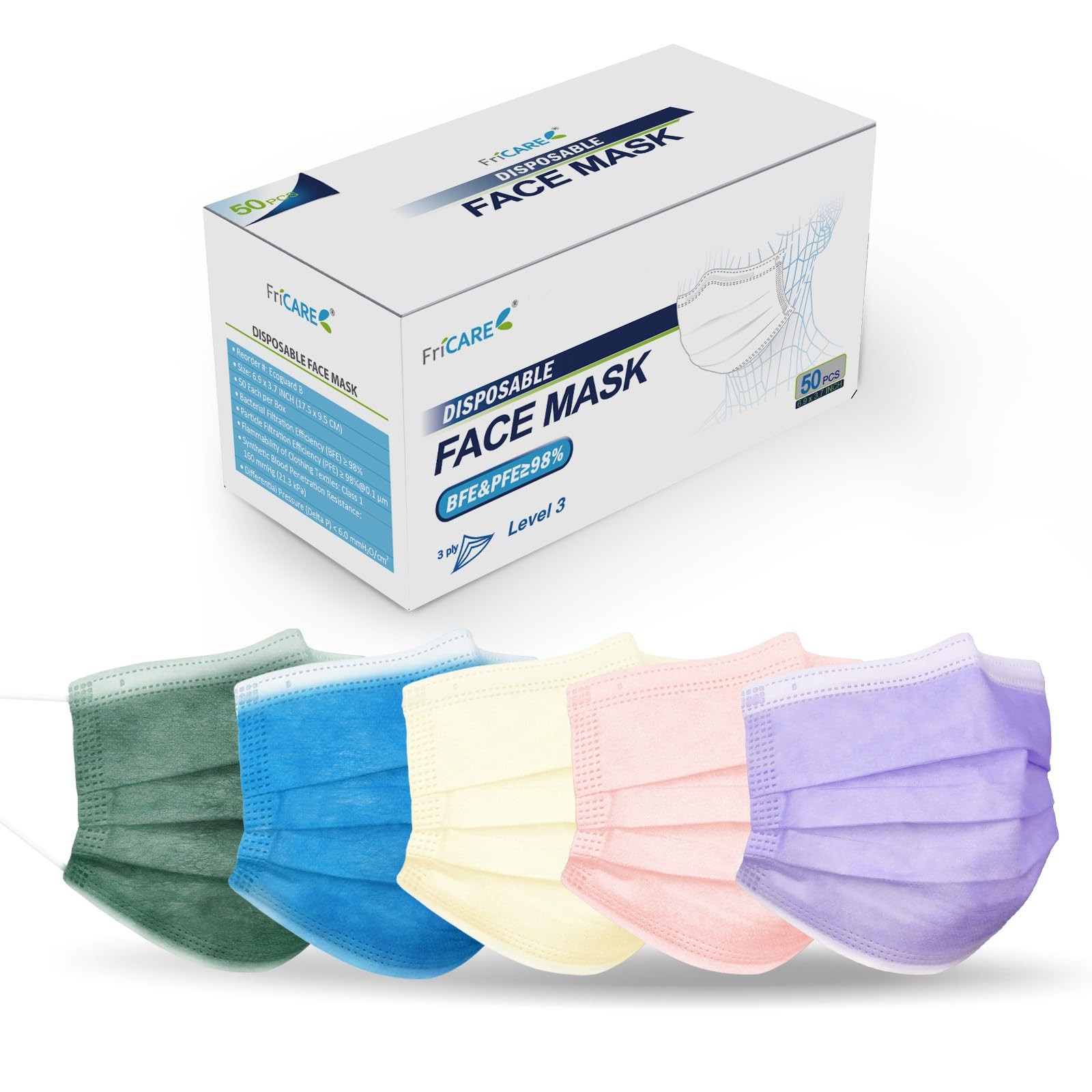 Disposable Masks, 3-Ply ASTM Level 3 , FSA/HSA Eligible, Breathable & Comfort…