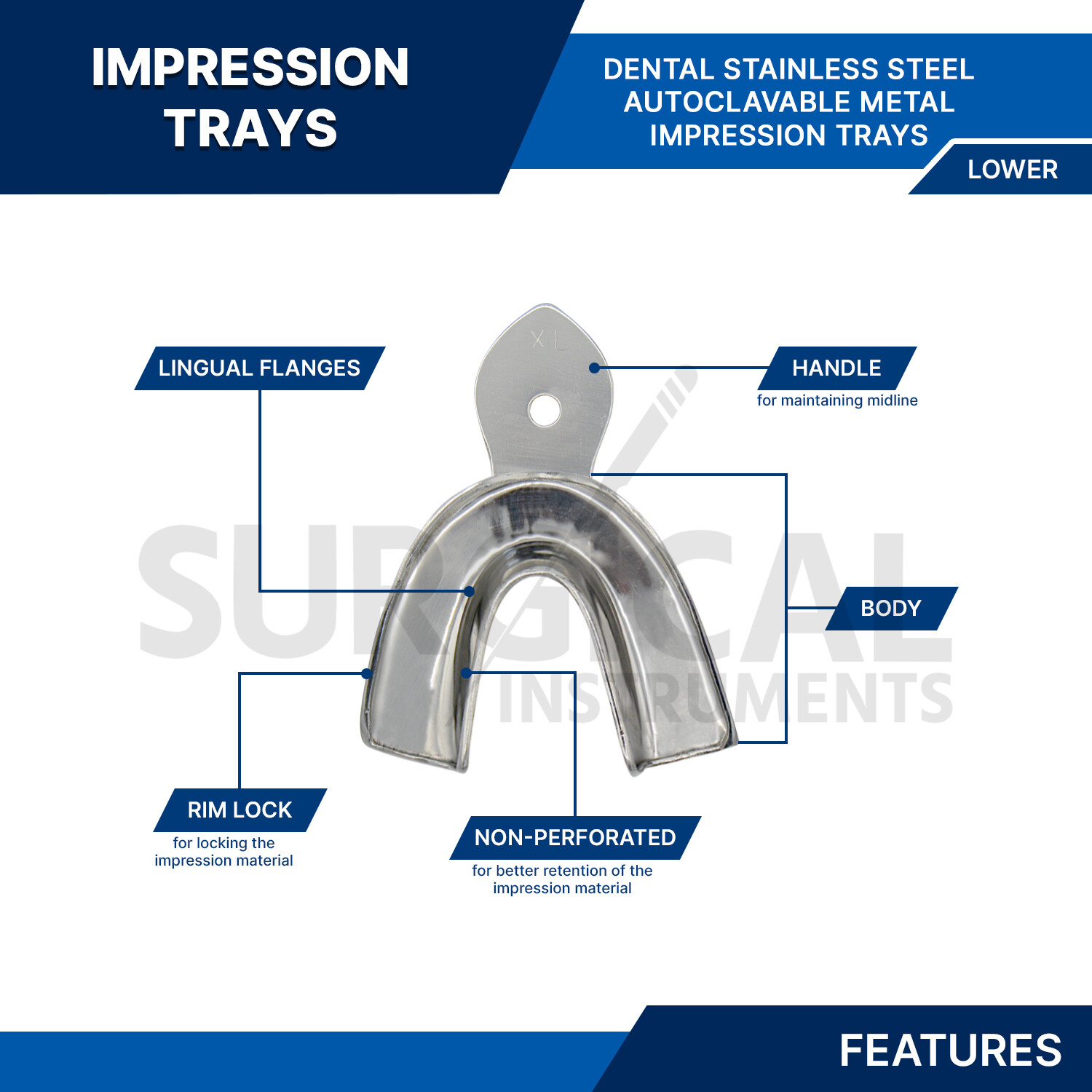 50 Dental Metal Impression Trays Solid