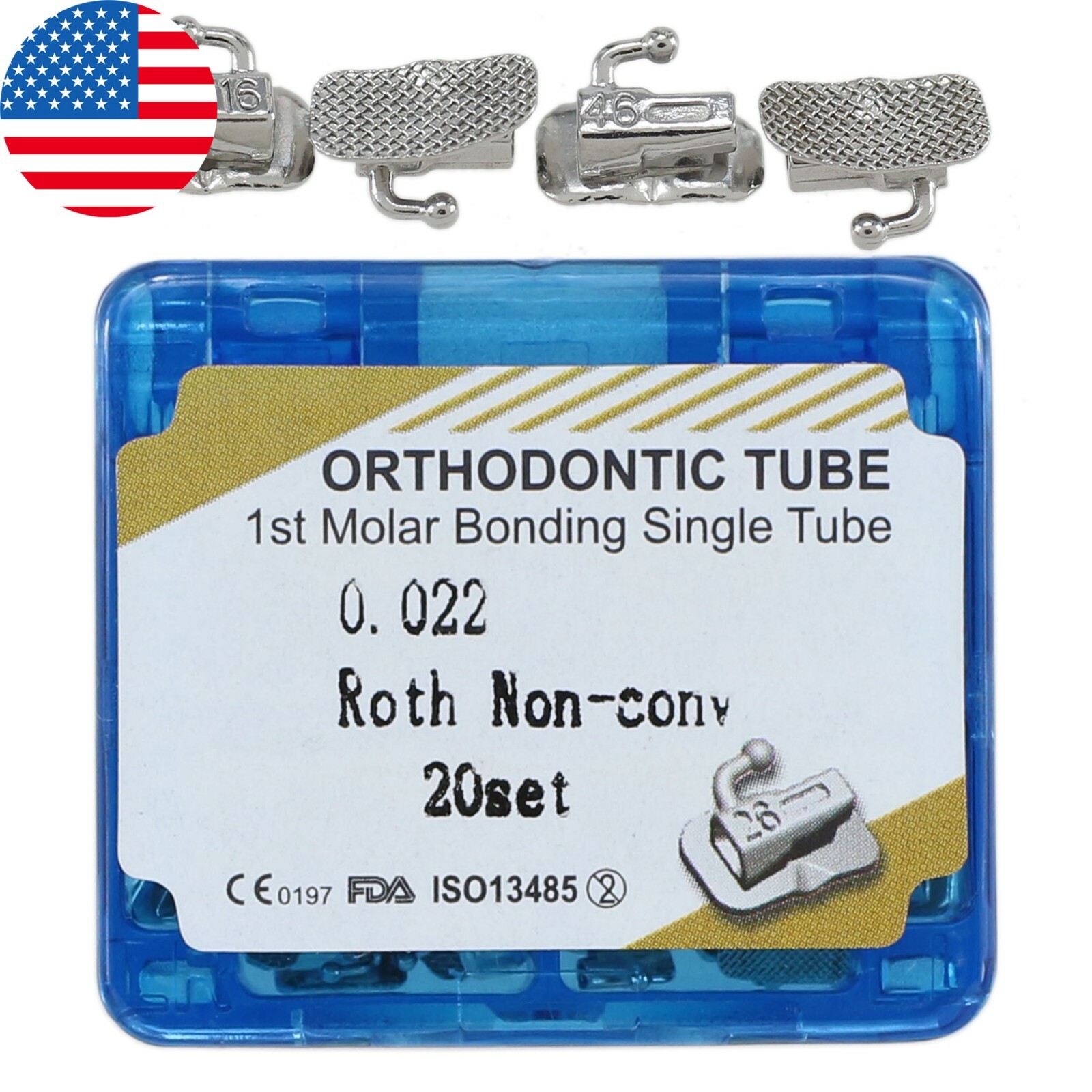 USA Dental Orthodontic Buccal Tubes MBT Roth 022 1st 2nd Molar Bondable Single