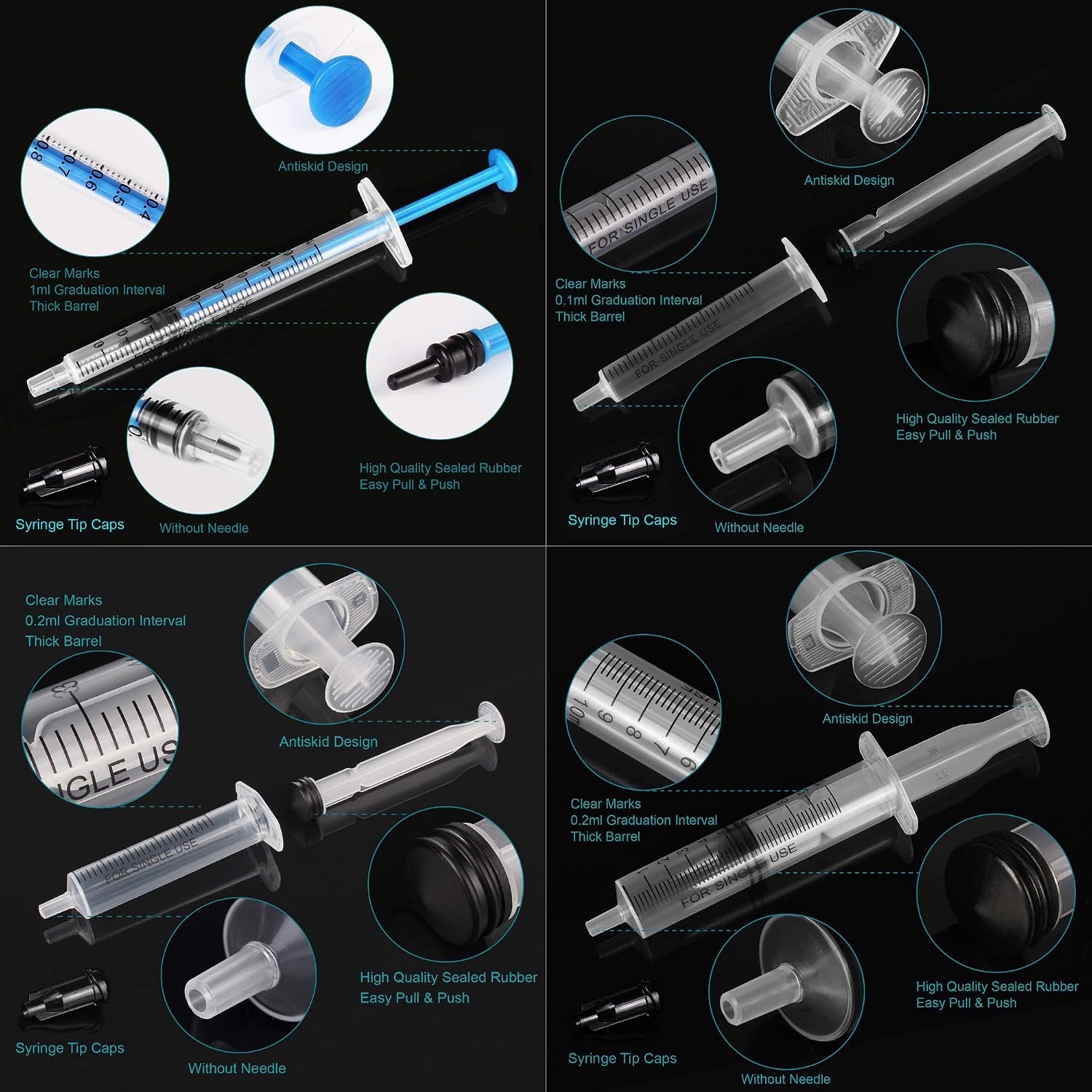 20Pack 1ml / 3ml / 5ml / 10ml Syringe Without Needle – Small Plastic Syringes
