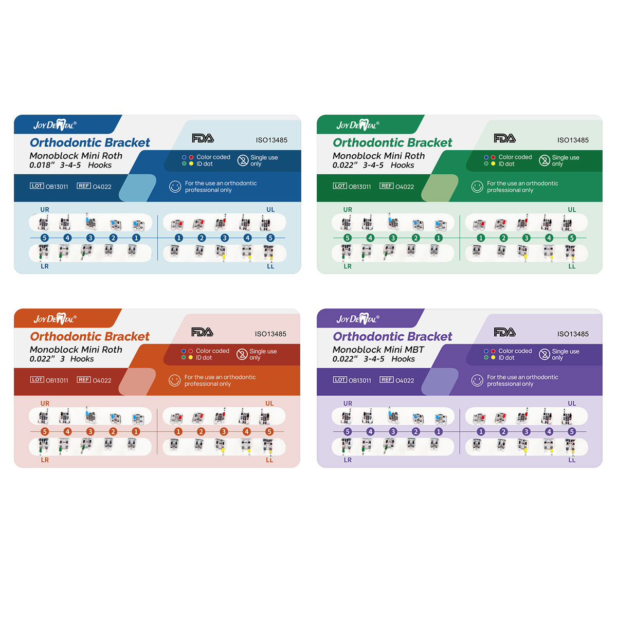 Dental Ortho Brackets Mini Roth/MBT.022″/.018 Hooks 3 4 5 Monoblock /Mesh Base
