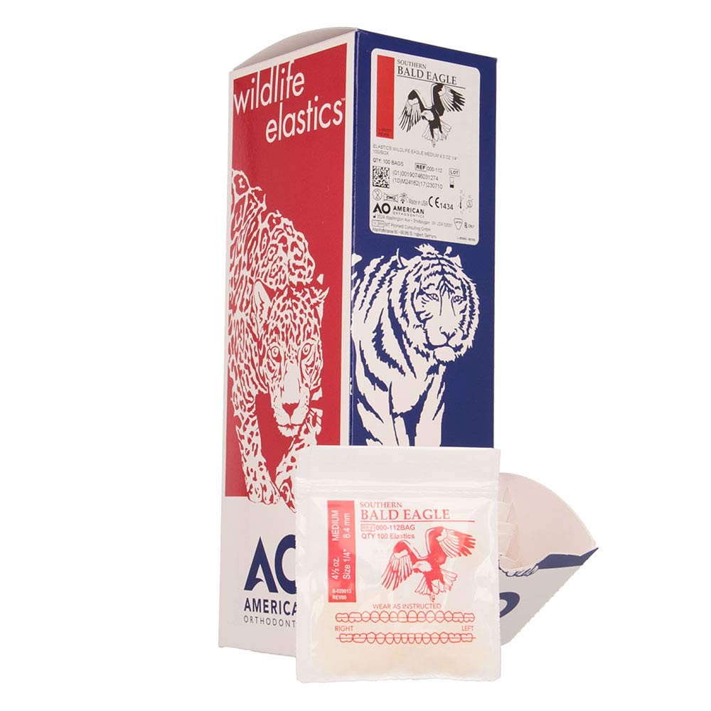 Orthodontics Elastics Wildlife Eagle | Medium, 4.5 Oz, 1/4″ Size, 100 Packs P…