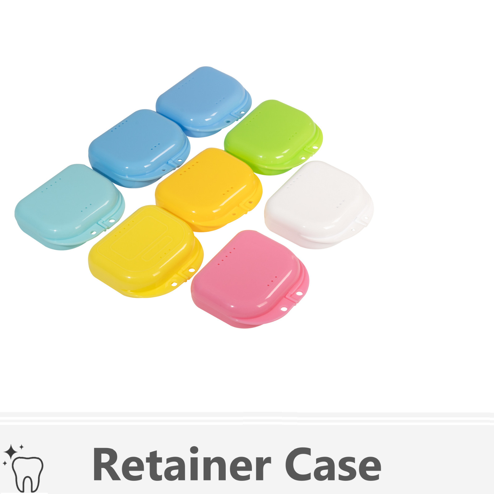 2-200/Pk Sealed Dental Retainer Boxes Denture Case, Mouthguard Case Vented, 1″D
