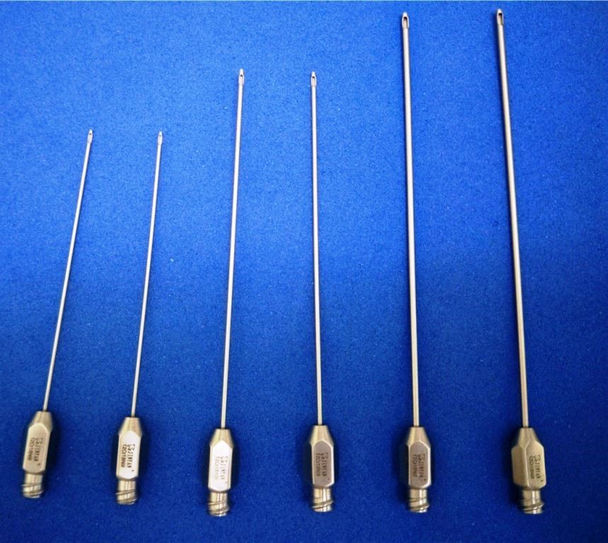 Micro Liposuction Tools Cosmetic Facial Fat grafting Cannulas Set of 6P Luerlock