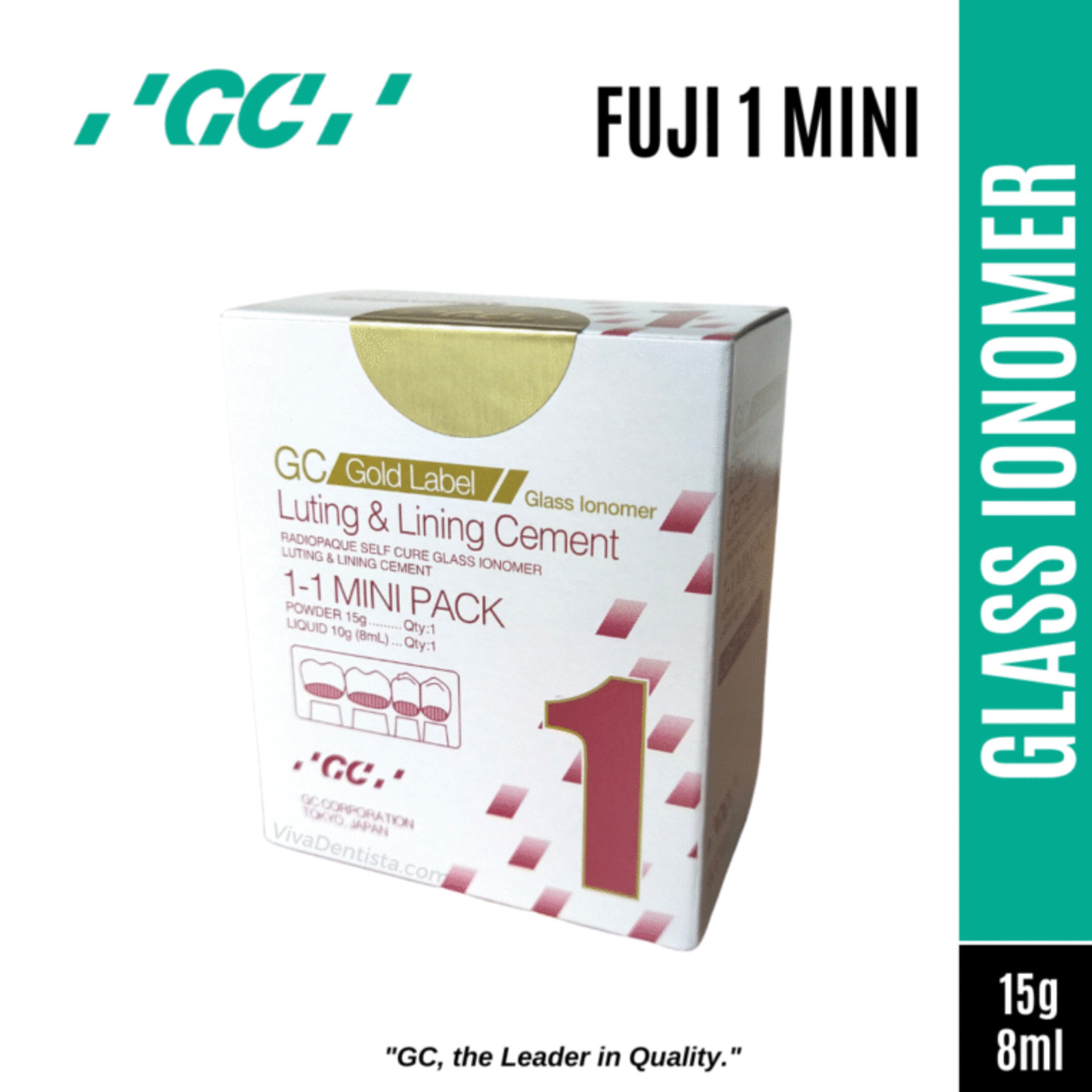 GC Fuji 1 Mini Pack Dental Glass Ionomer Luting Cement GIC Crown Bridge Bonding